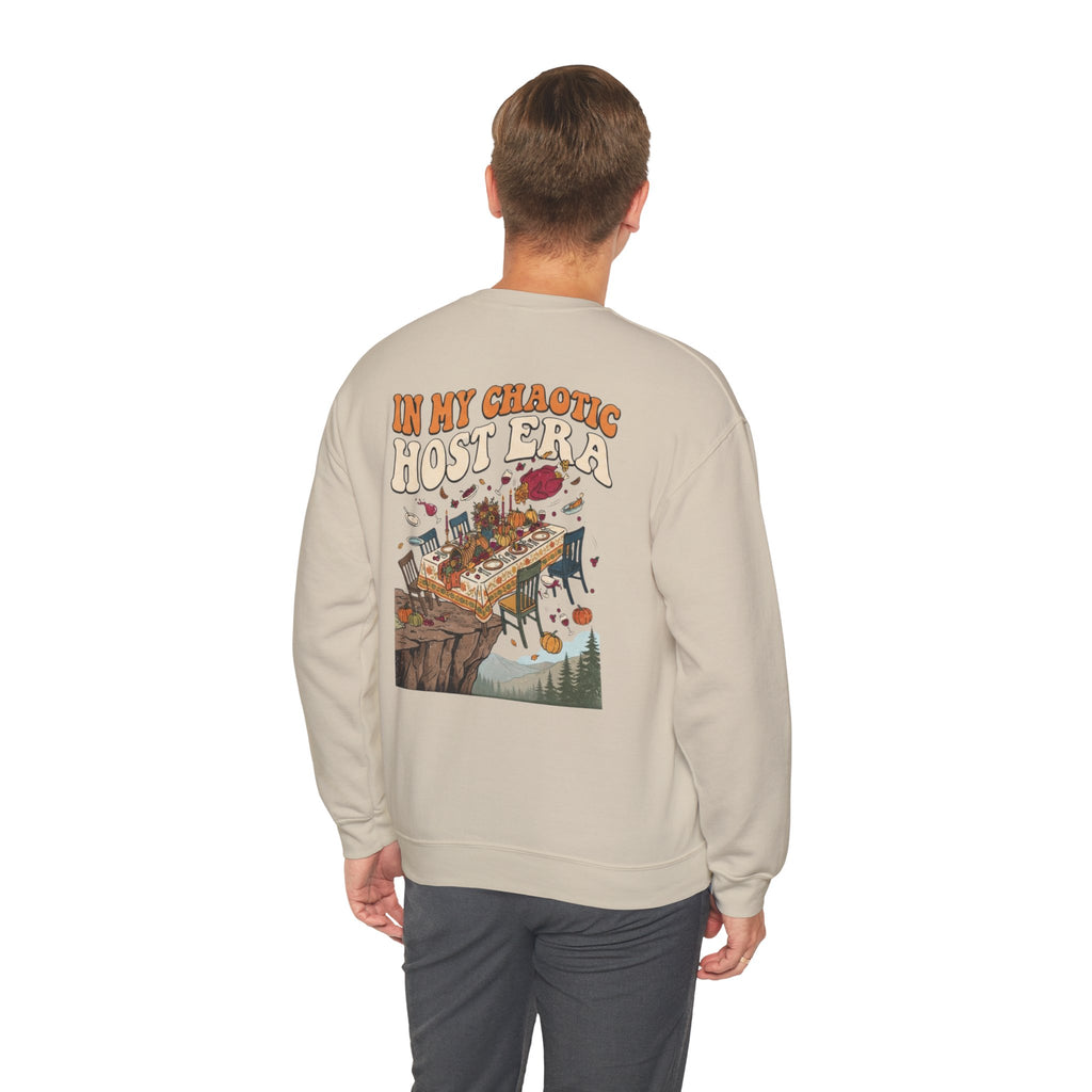 Funny Thanksgiving Crewneck Sweatshirt — My Table Seats 6 My Anxiety Seats 12 Chaotic Host Gift Pullover