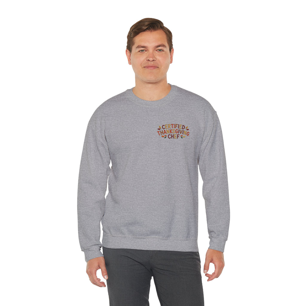 Funny Thanksgiving Crewneck Sweatshirt — Certified Thanksgiving Chef Rustic Holiday Gift Pullover