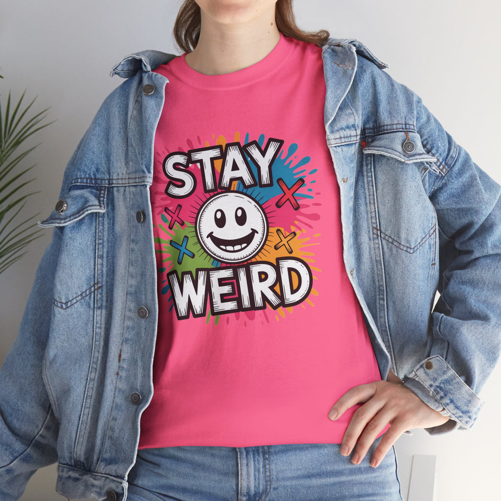 Stay Weird T-Shirt – Colorful Smiley Graphic Tee