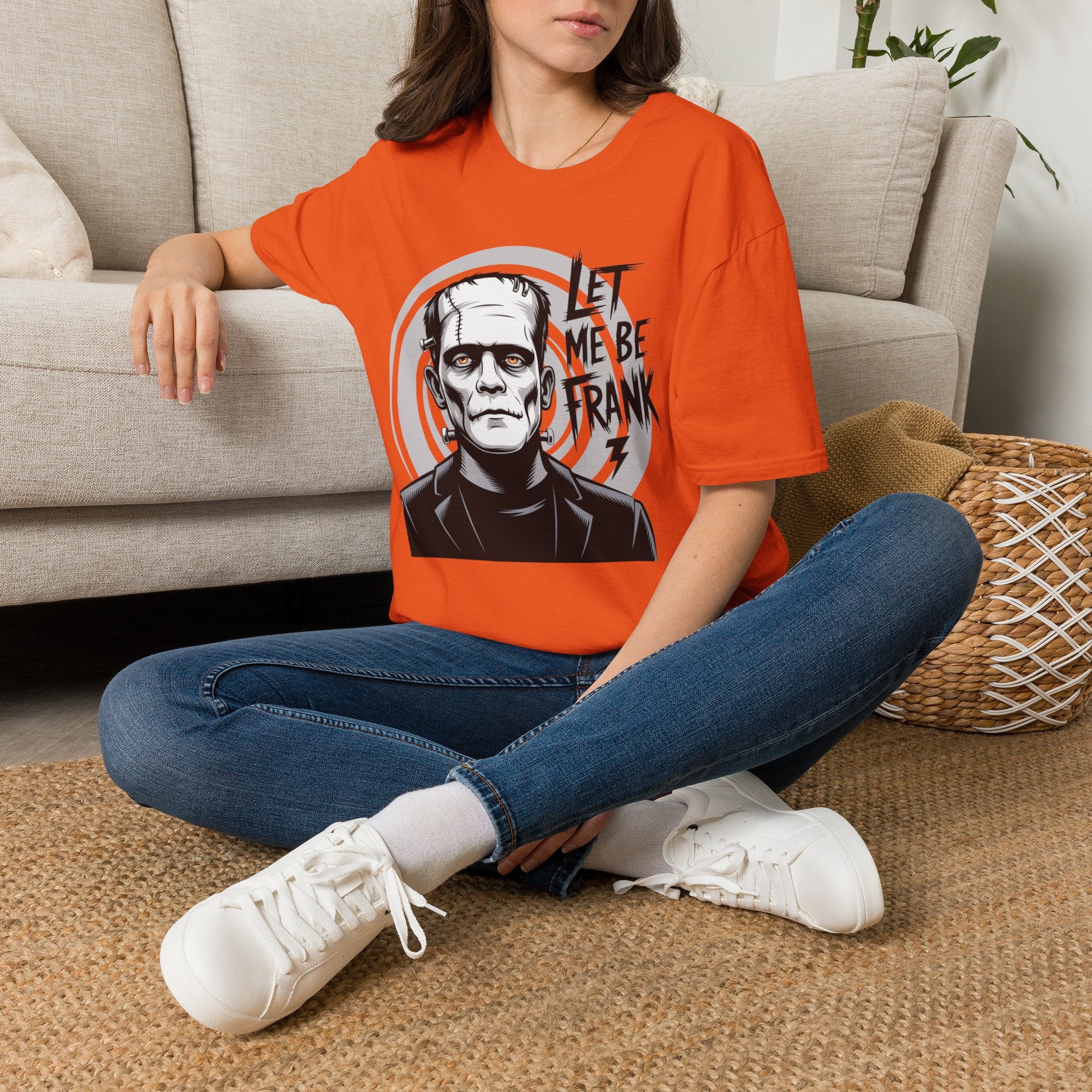 Frankenstein Monster Graphic T-Shirt — "Let Me Be Frank" Halloween Tee