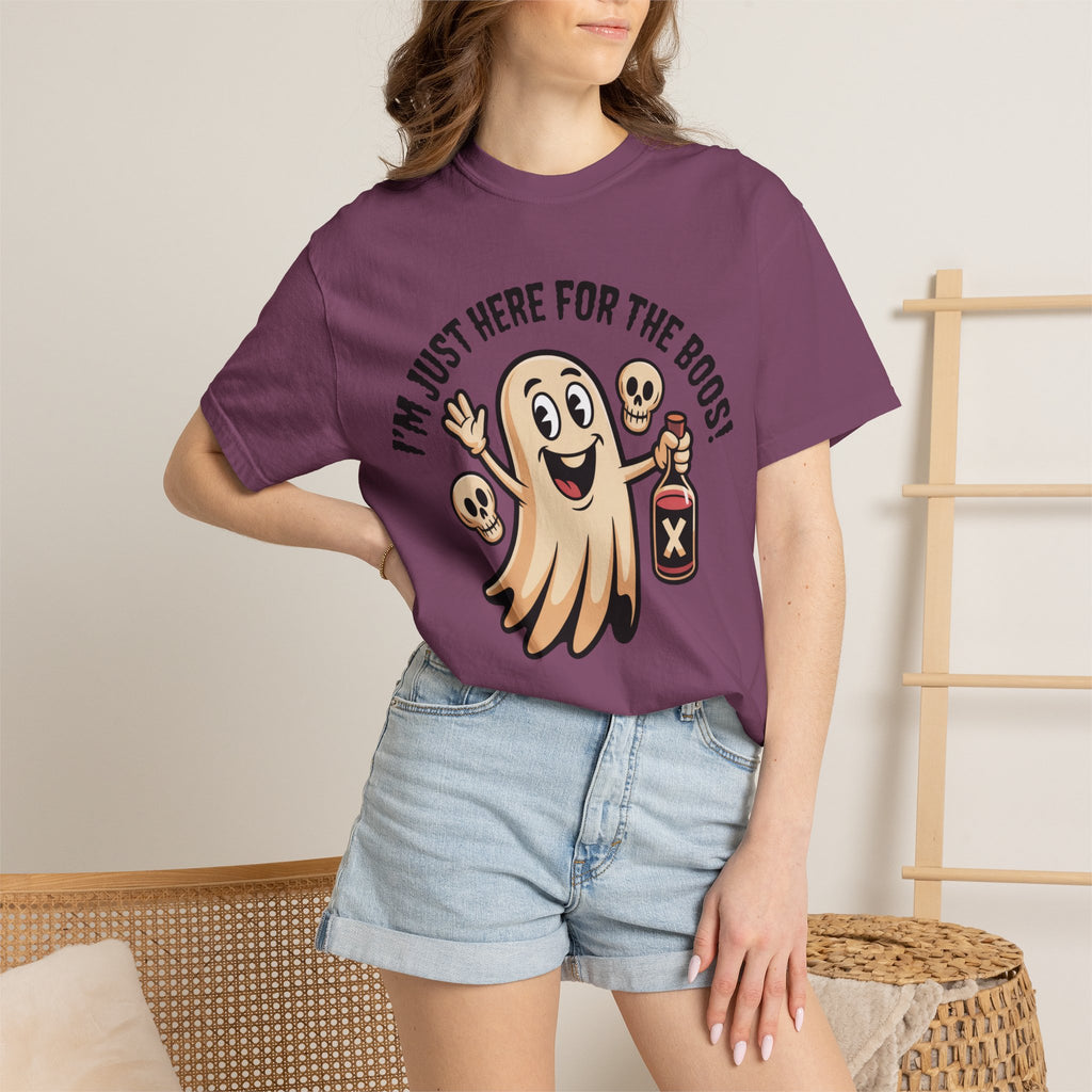 Halloween Ghost T‑Shirt — "I'm Just Here for the Boos!" Funny Party Tee
