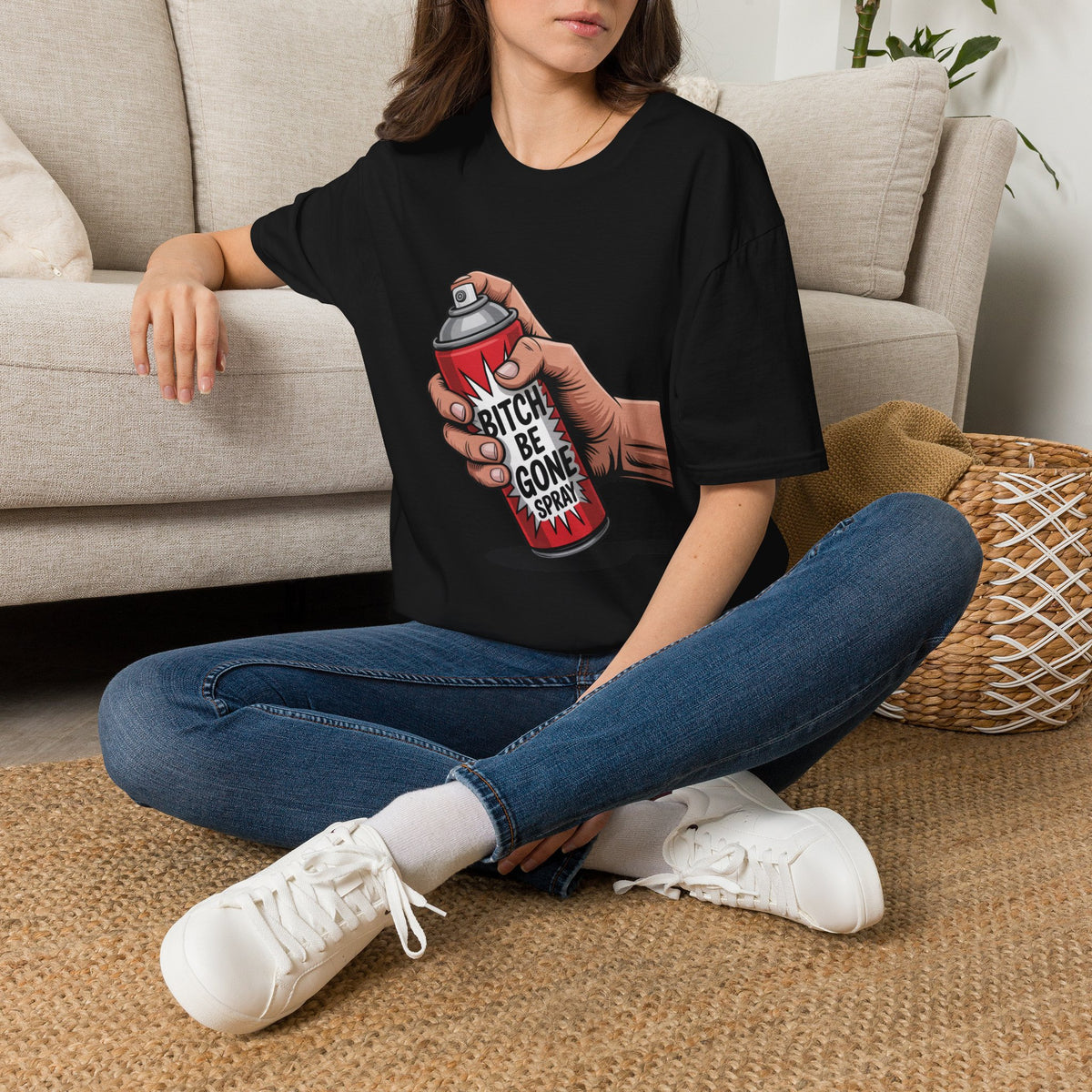 Funny 'Bitch, Be Gone' Spray T-Shirt — Pop Art Spray Can Graphic Tee
