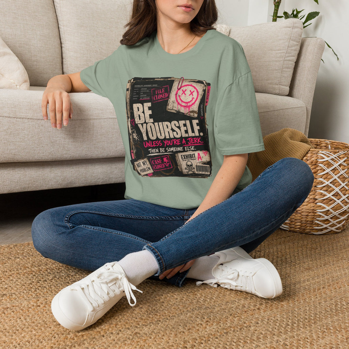 T‑Shirt — 'Be Yourself' Vintage Grunge Graphic Tee (Be Yourself, Unless You’re a Jerk)