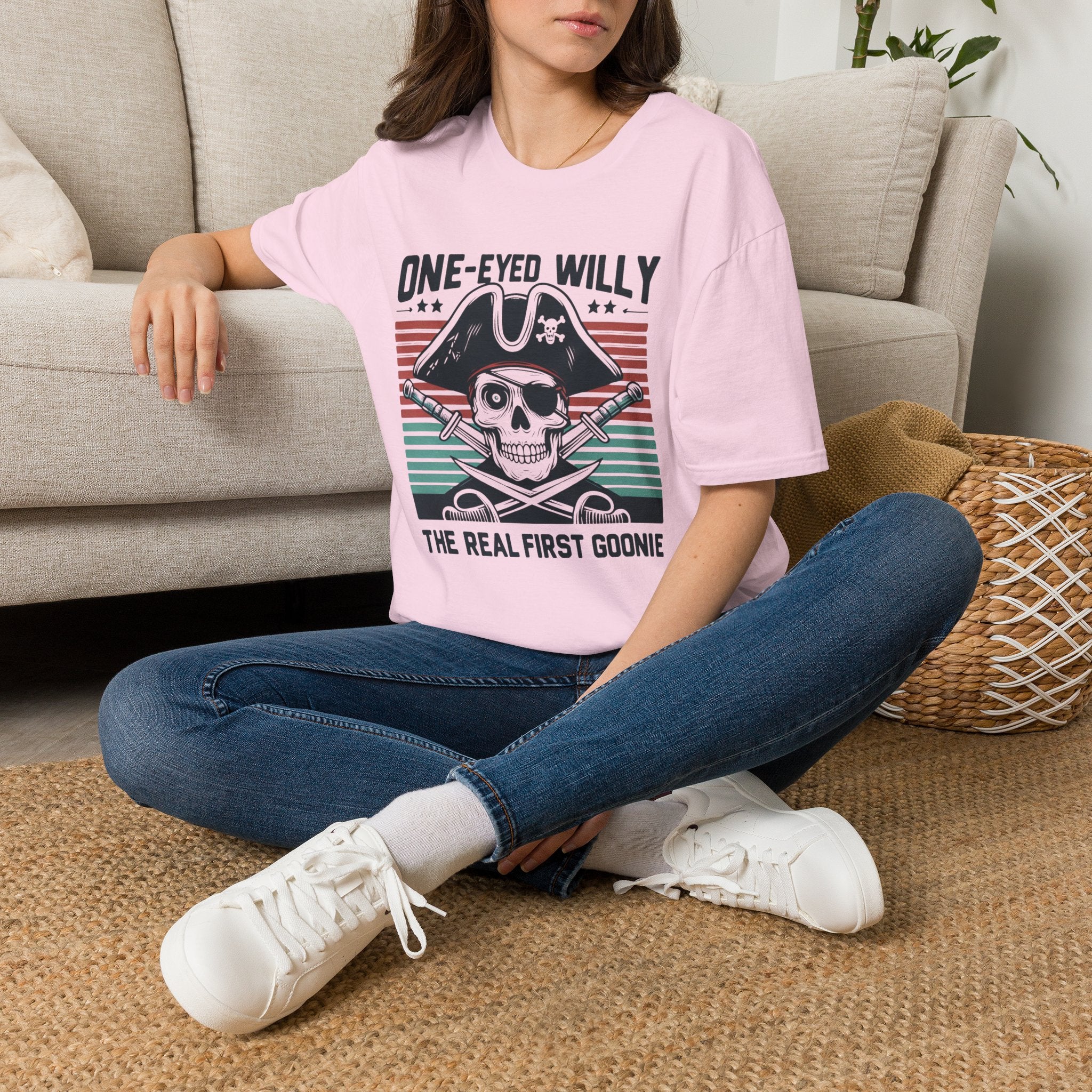 One-Eyed Willy Skull T-Shirt — Vintage Pirate 'The Real First Goonie' Tee
