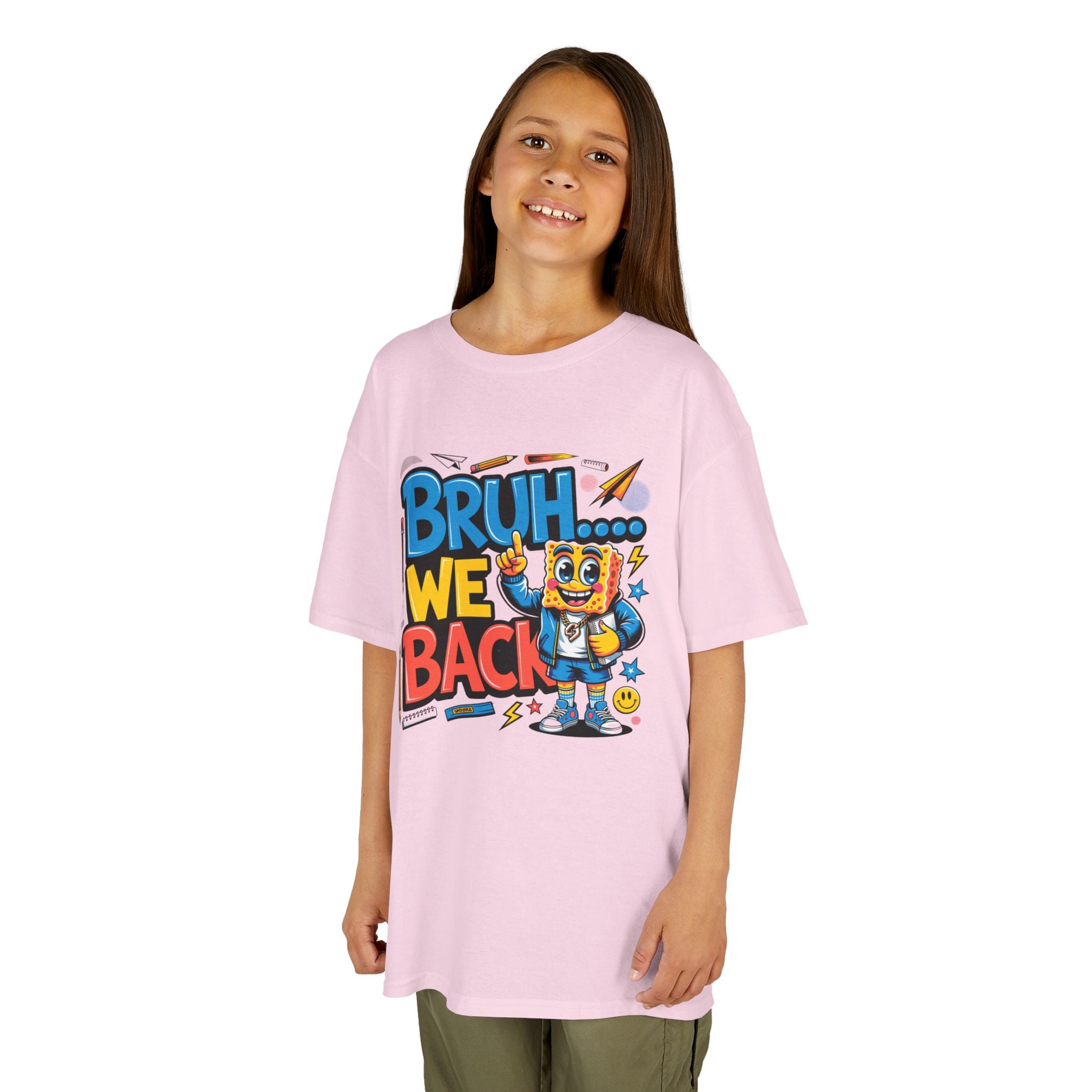 Kids Tee — "Bruh... We Back" Cartoon Sponge Graphic