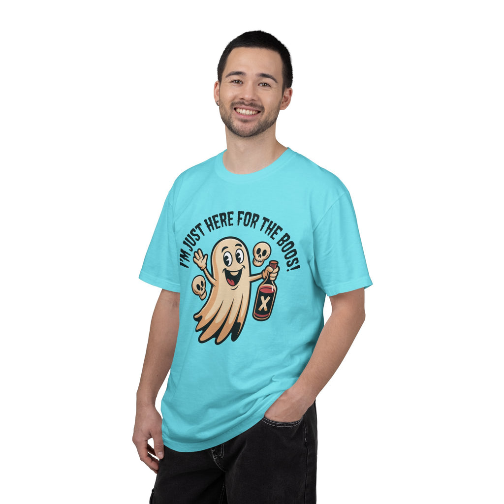 Halloween Ghost T‑Shirt — "I'm Just Here for the Boos!" Funny Party Tee