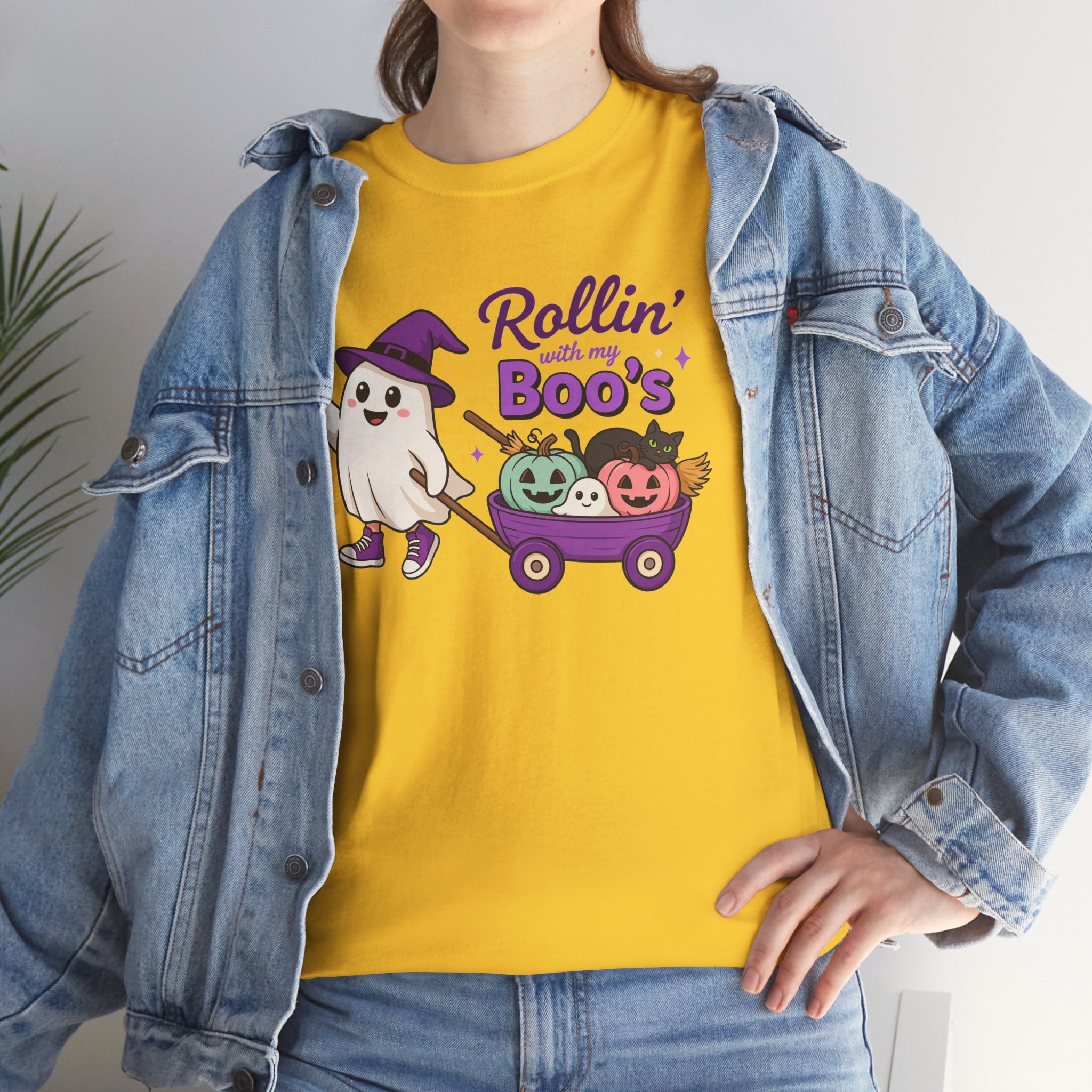 Rollin' Boo's Halloween Tee — Cute Ghost Wagon Pumpkin Kids Shirt