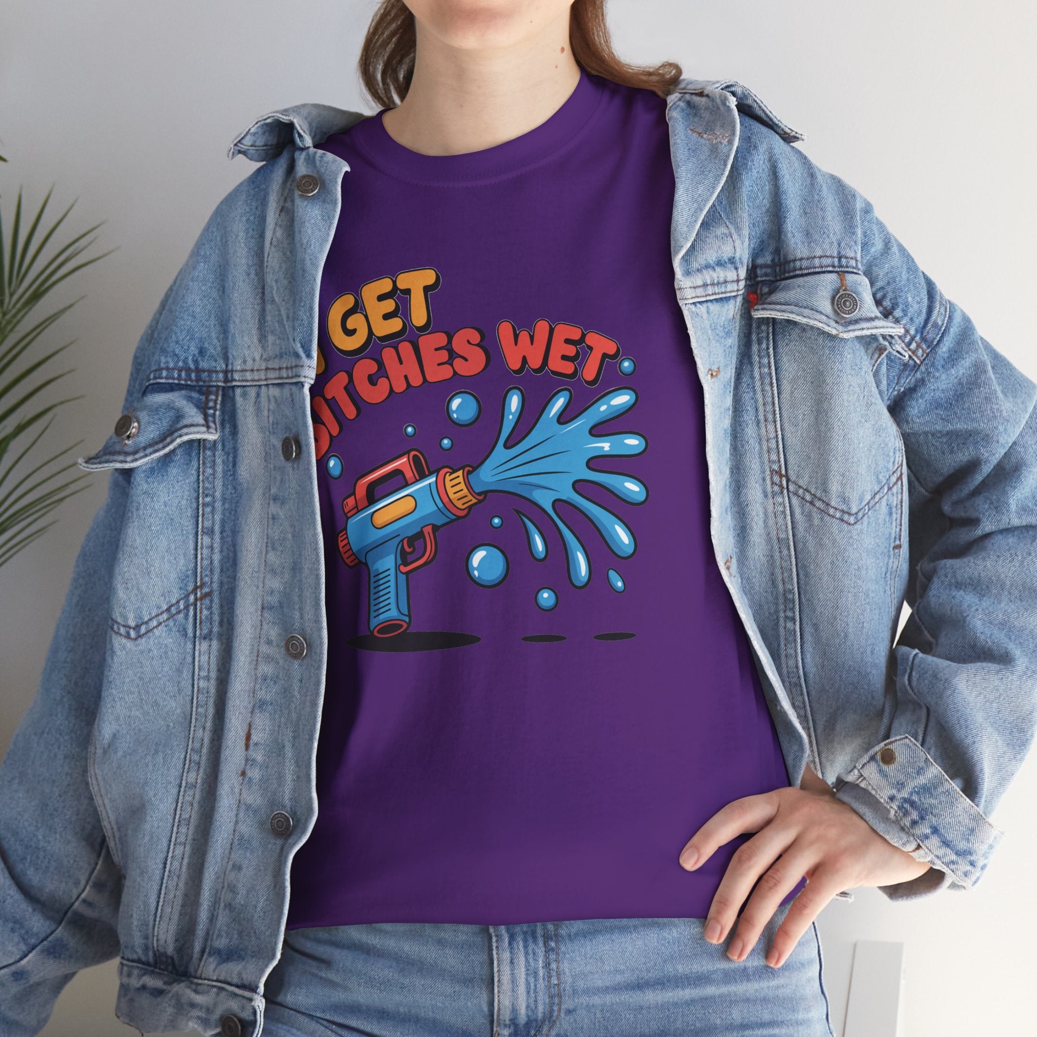 Water Gun Tee Adult Humor — "I Get Bitches Wet" Graphic Summer T-Shirt
