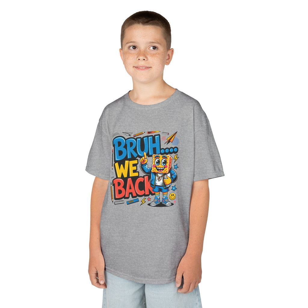 Kids Tee — "Bruh... We Back" Cartoon Sponge Graphic