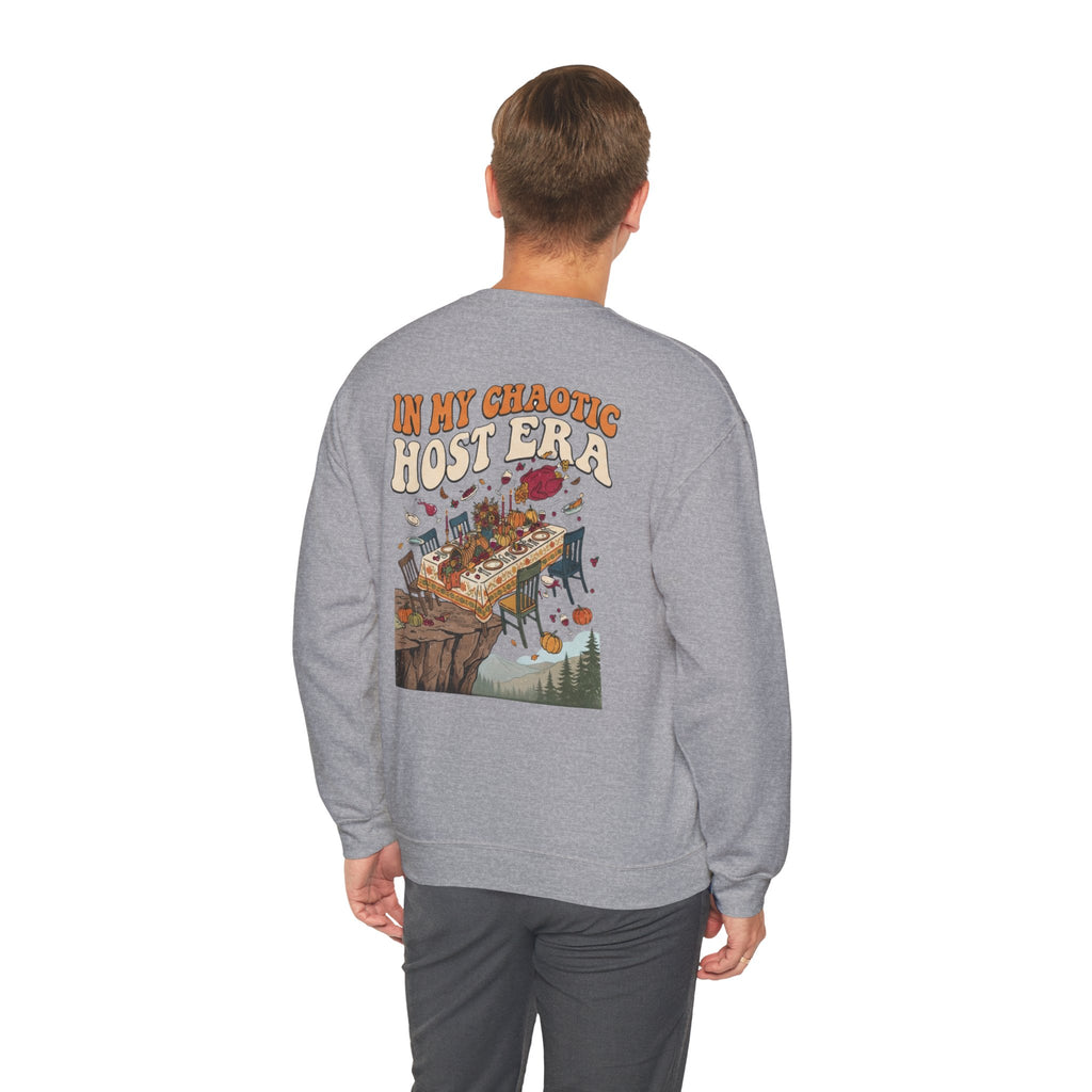 Funny Thanksgiving Crewneck Sweatshirt — My Table Seats 6 My Anxiety Seats 12 Chaotic Host Gift Pullover