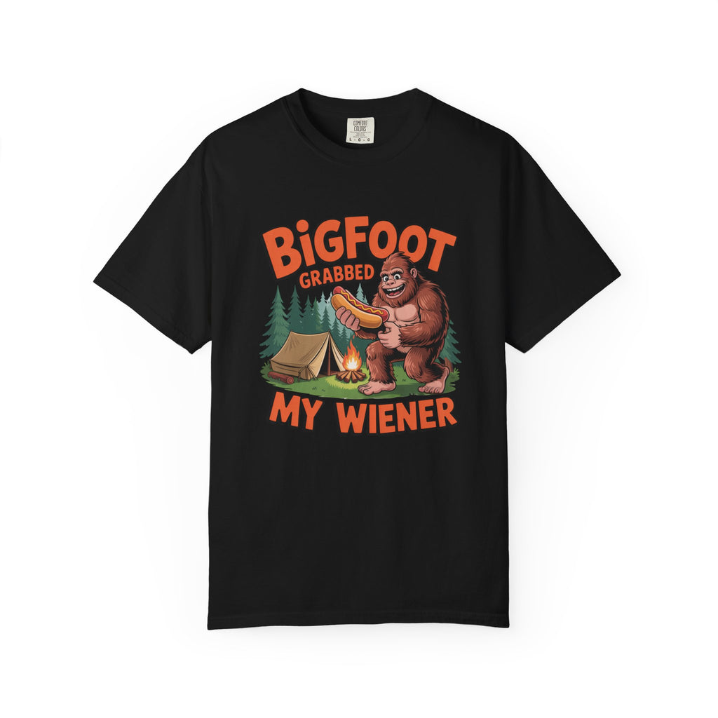 Bigfoot Grabbed My Wiener T-Shirt — Funny Camping Sasquatch Tee