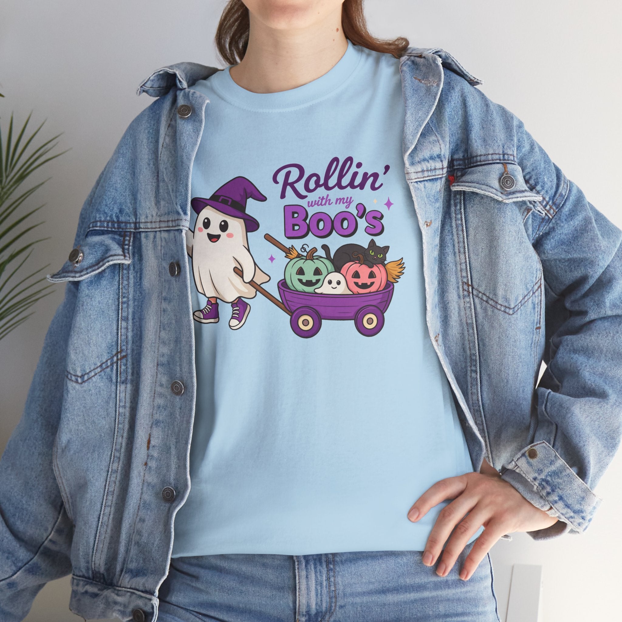 Rollin' Boo's Halloween Tee — Cute Ghost Wagon Pumpkin Kids Shirt