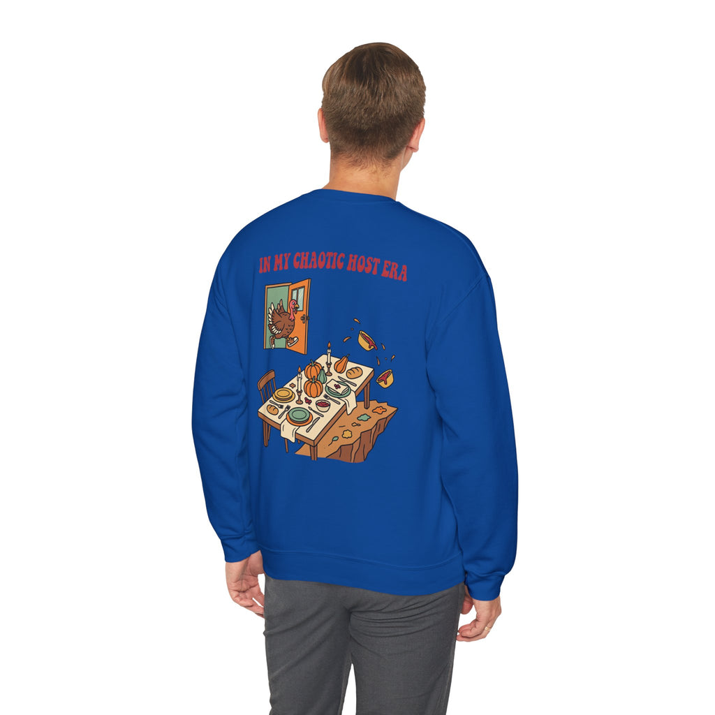 Funny Thanksgiving Host Crewneck Sweatshirt — My Table Seats 6 My Anxiety Seats 12 Gift Pullover