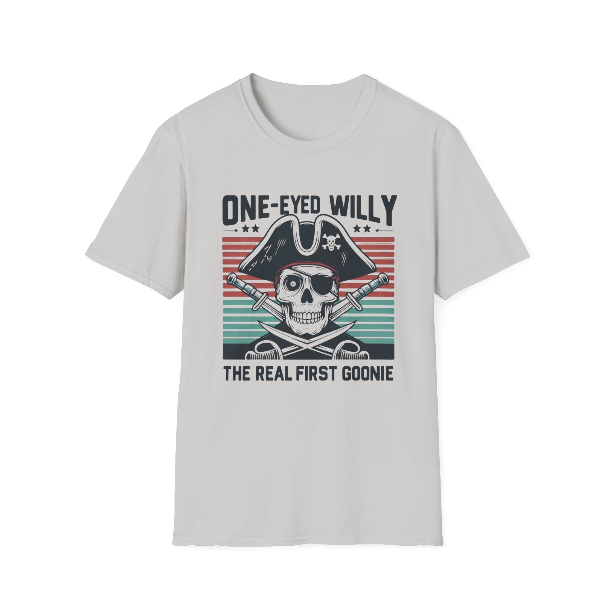 One-Eyed Willy Skull T-Shirt — Vintage Pirate 'The Real First Goonie' Tee