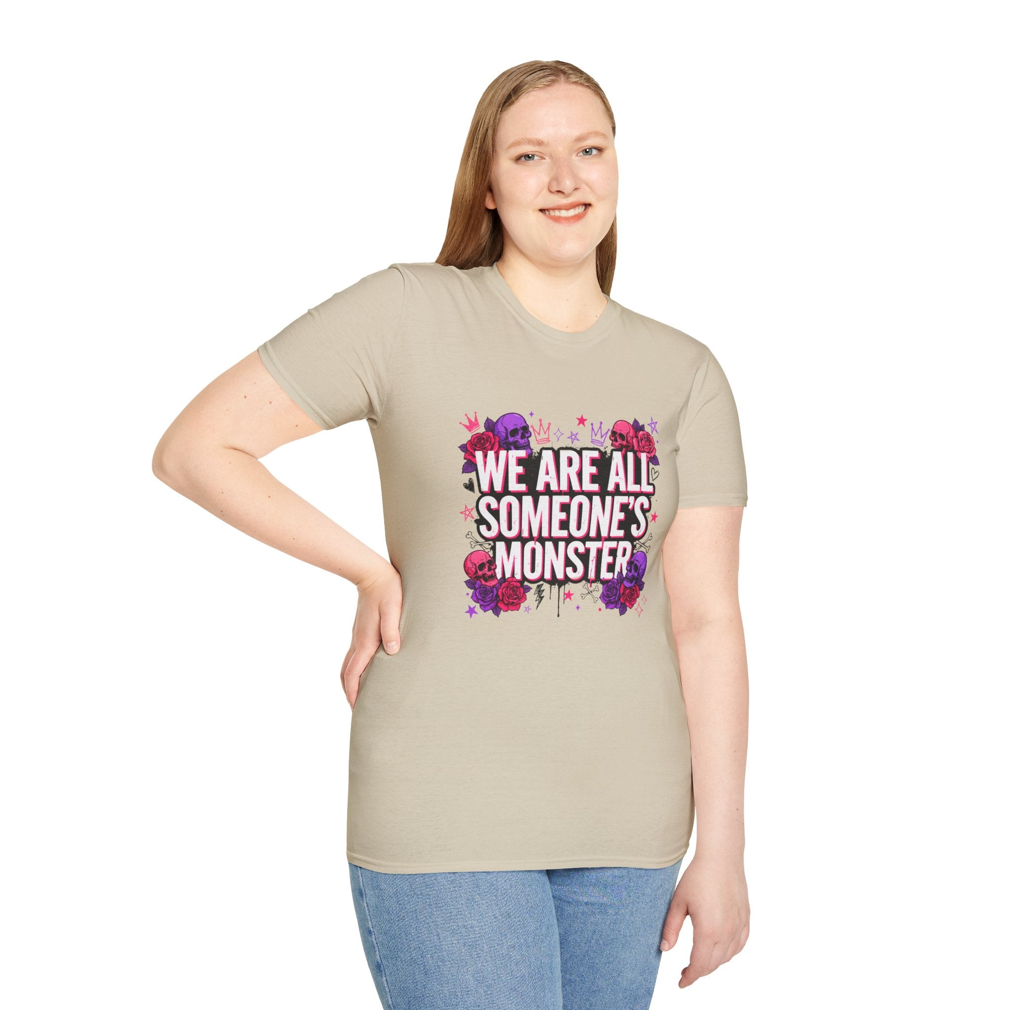 We Are All Someone's Monster T-Shirt — Goth Floral Skull Graphic Tee