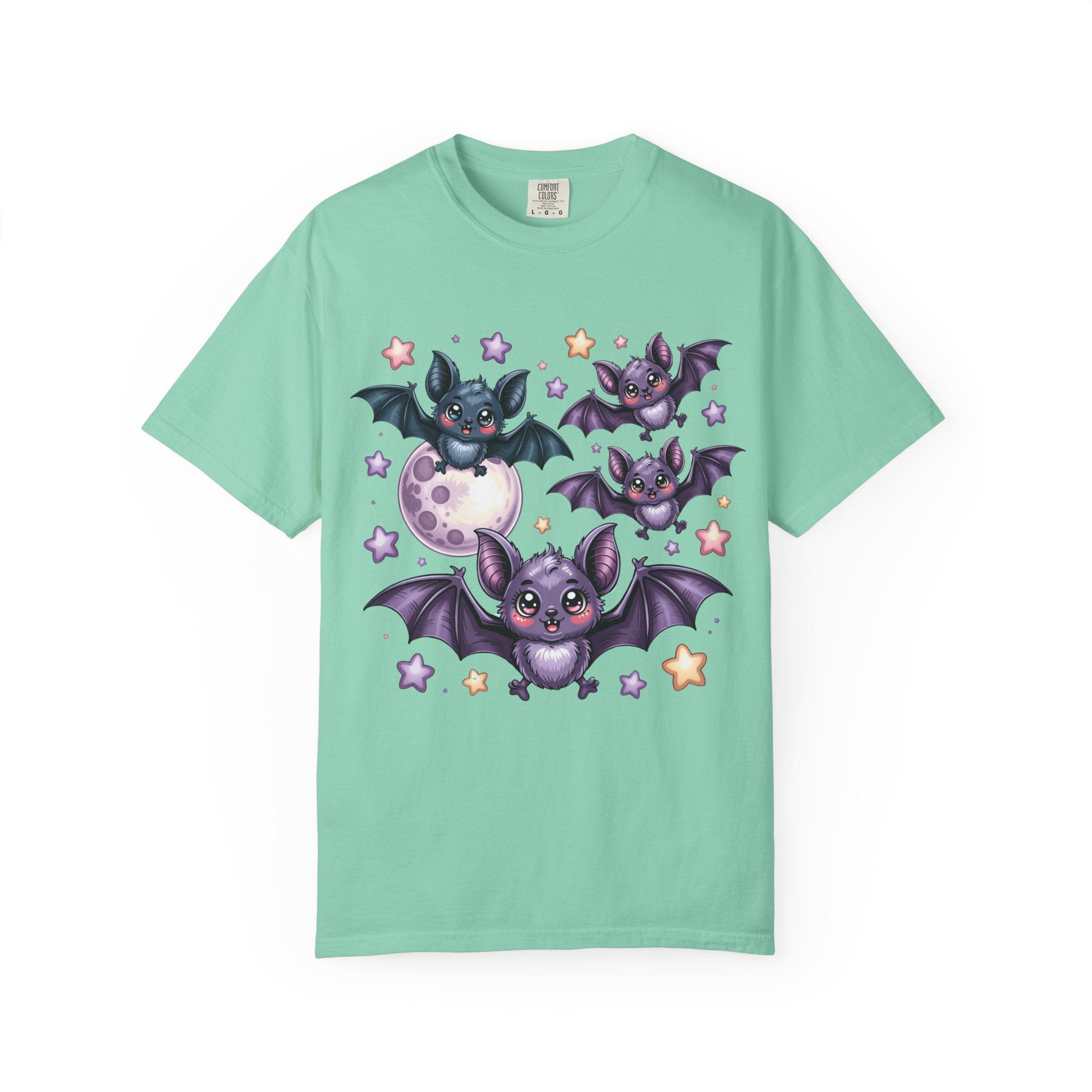 Cute Purple Bats T-Shirt — Kawaii Night Moon & Stars Tee