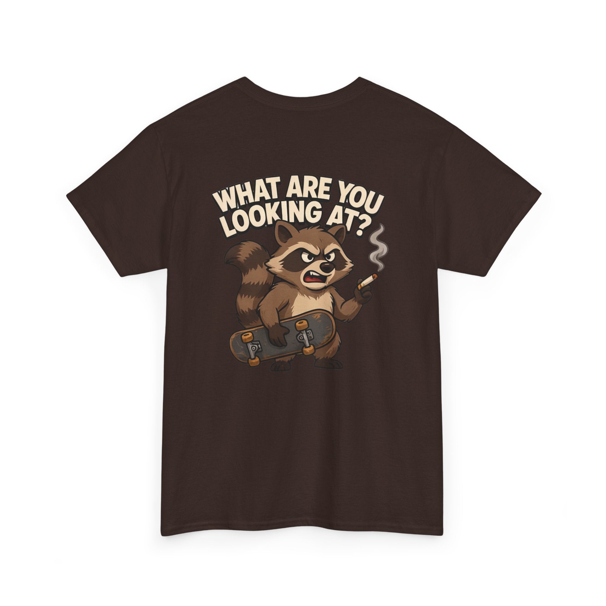 Graphic Tee — "What Are You Looking At?" Raccoon Illustration T-Shirt