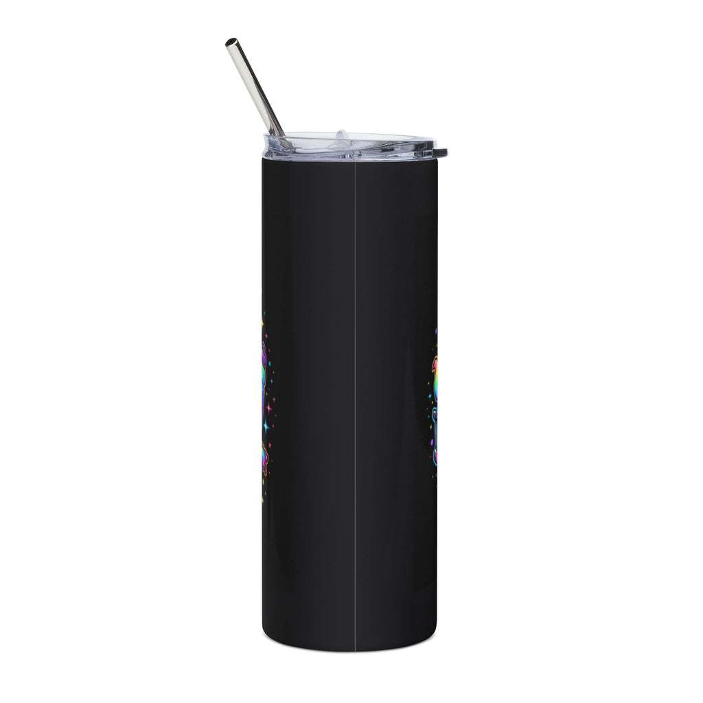 20oz Stainless Tumbler — "I Run on Vibes, Glitter, and Mild Delusions" Cute Cat Design