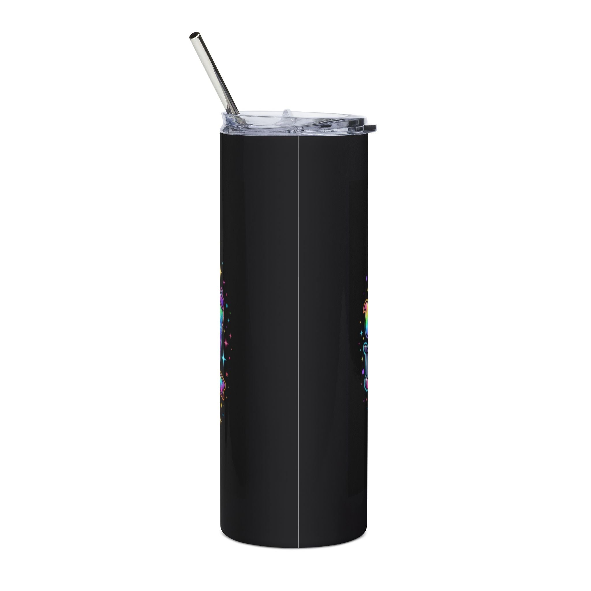 20oz Stainless Tumbler — "I Run on Vibes, Glitter, and Mild Delusions" Cute Cat Design