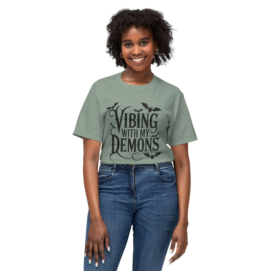 Funny Gothic Halloween T-Shirt — Vibing With My Demons Dark Humor Gift Tee