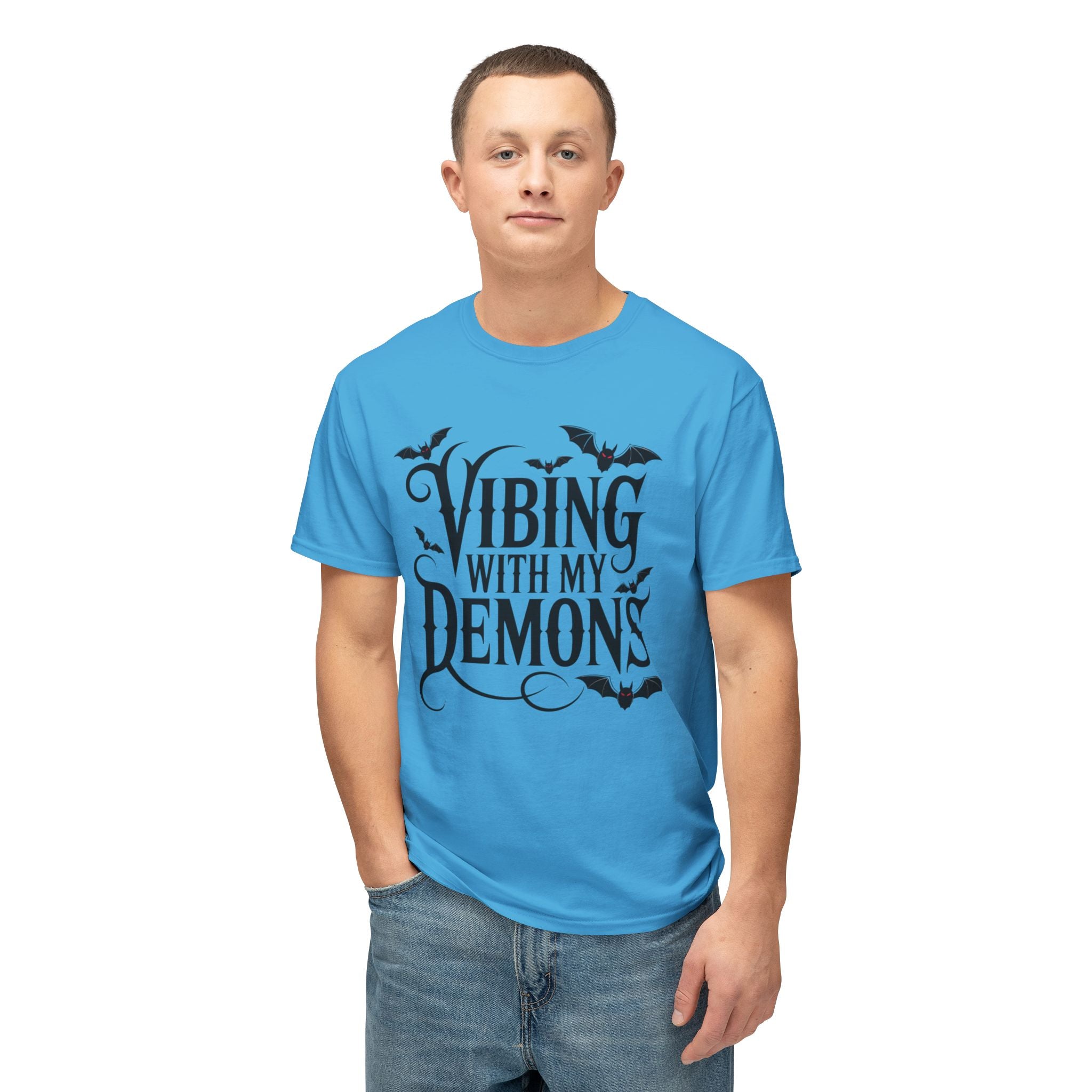 Funny Gothic Halloween T-Shirt — Vibing With My Demons Dark Humor Gift Tee