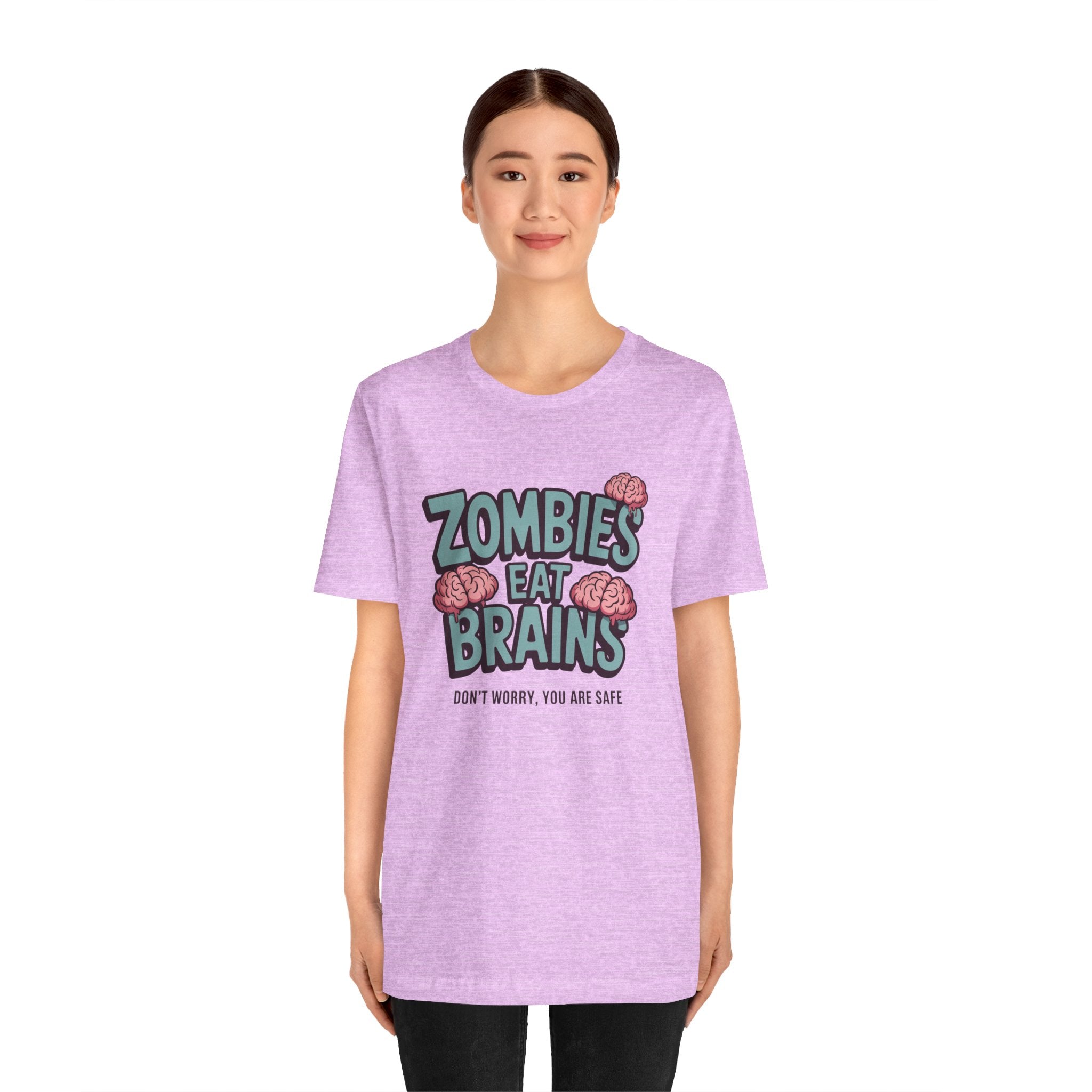 Zombies Eat Brains T‑Shirt — Funny Halloween Horror Tee ("Don't Worry, You Are Safe")