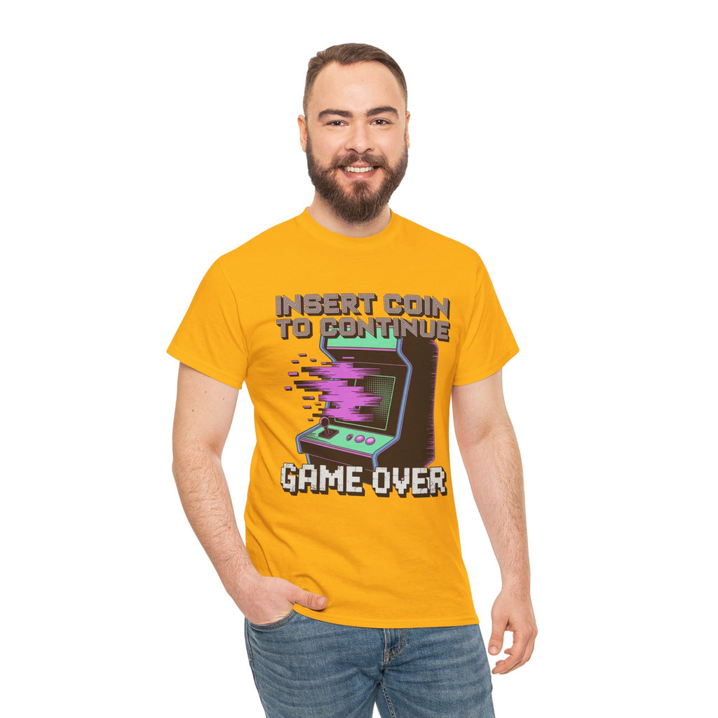 Funny Gamer T-Shirt — Insert Coin to Continue Retro Arcade Gift Tee for Men Women