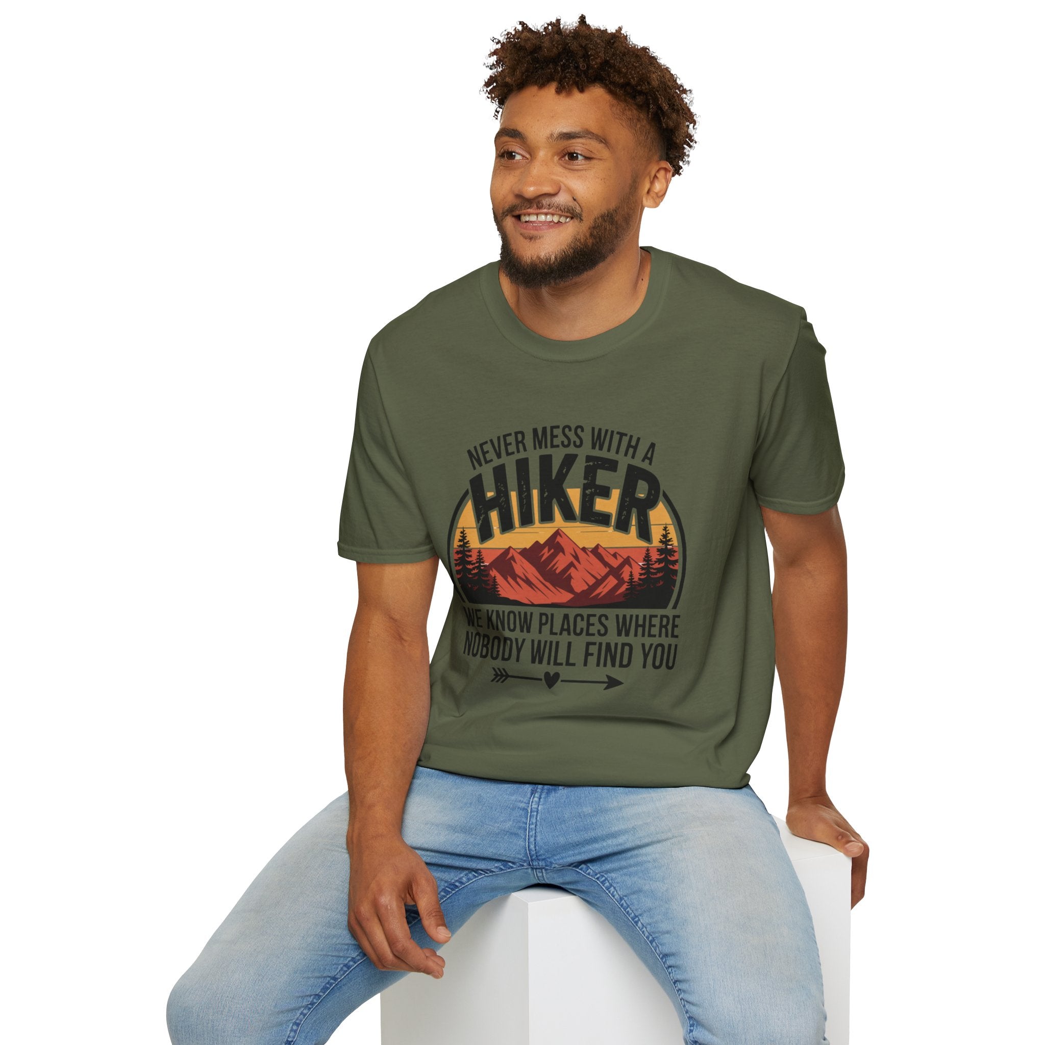Hiker T-Shirt — "Never Mess With a Hiker" Mountain Sunset Tee