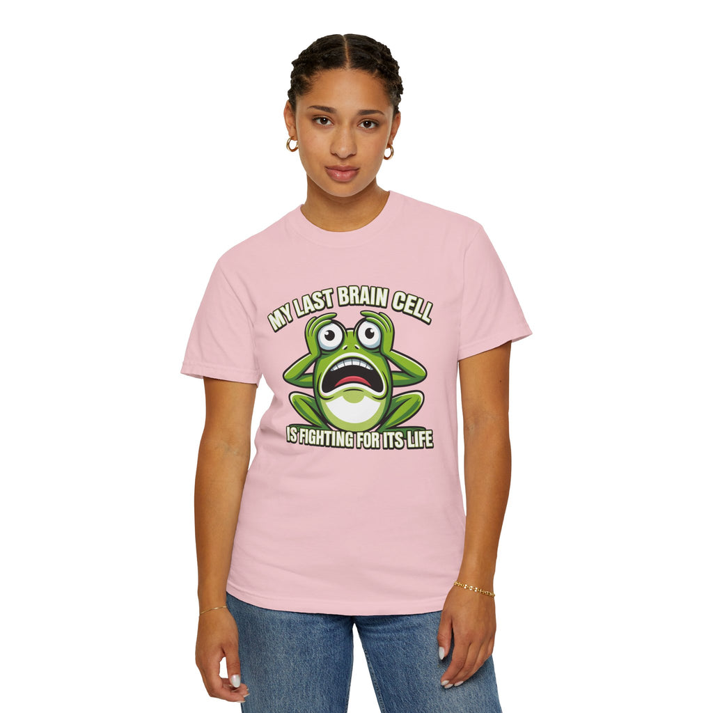 Funny Frog Graphic T-Shirt — My Last Brain Cell Is Fighting For Its Life Humor Gift Tee for Women