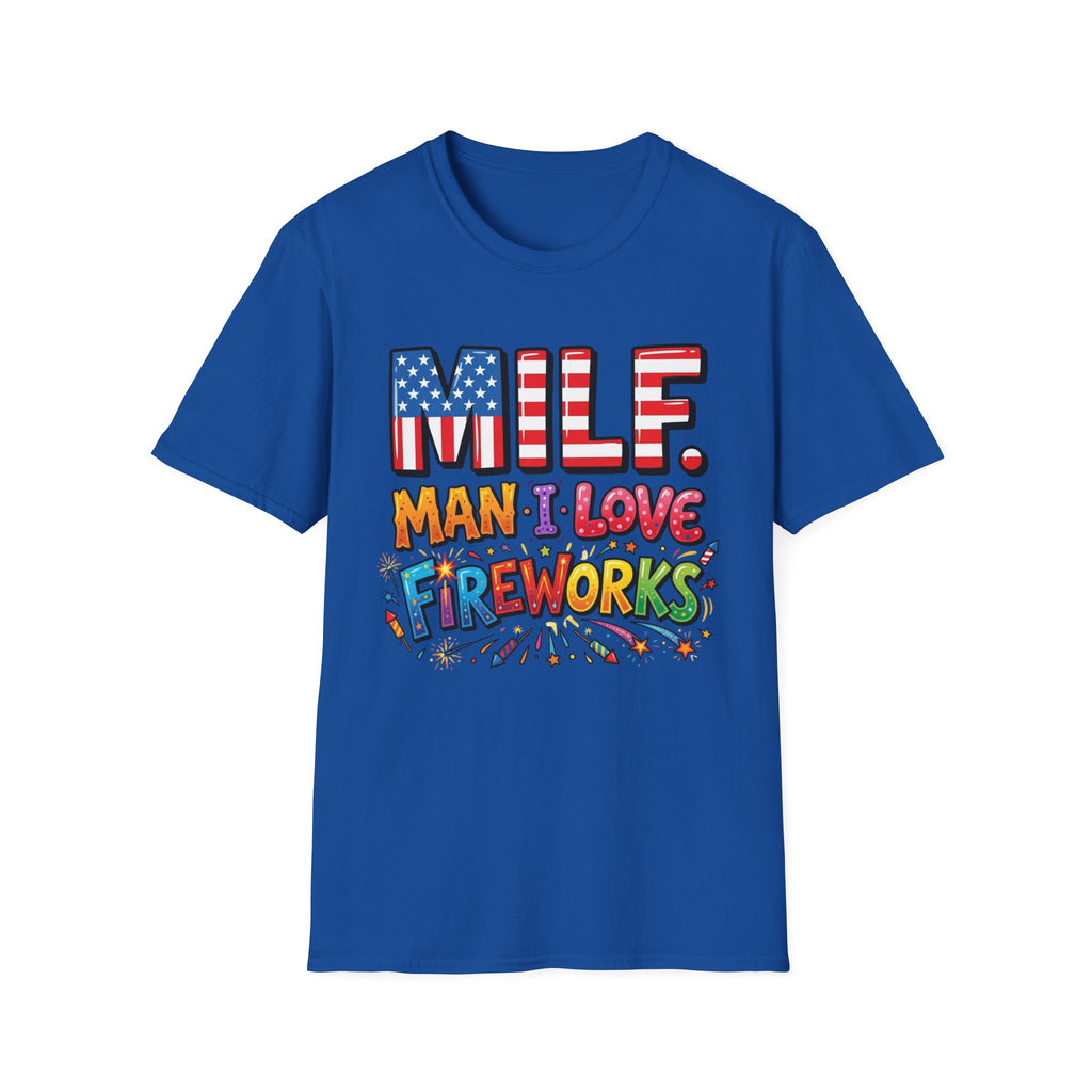 T-Shirt — "MILF. Man I Love fireworks" Patriotic Fireworks Graphic Tee