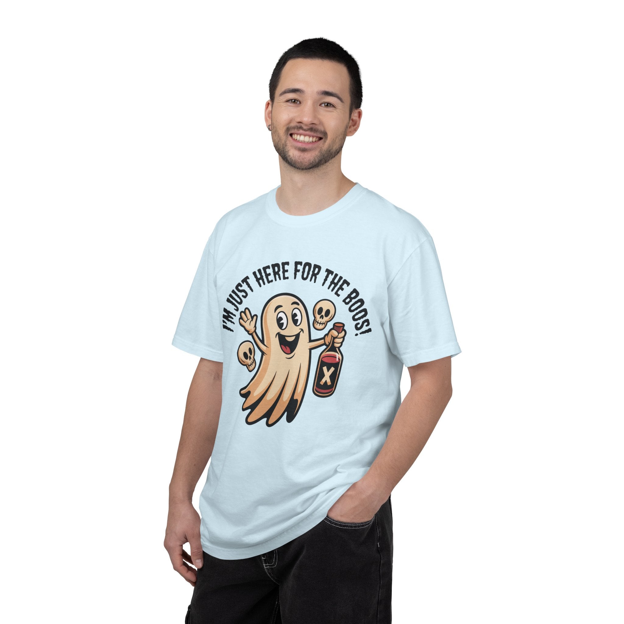 Halloween Ghost T‑Shirt — "I'm Just Here for the Boos!" Funny Party Tee