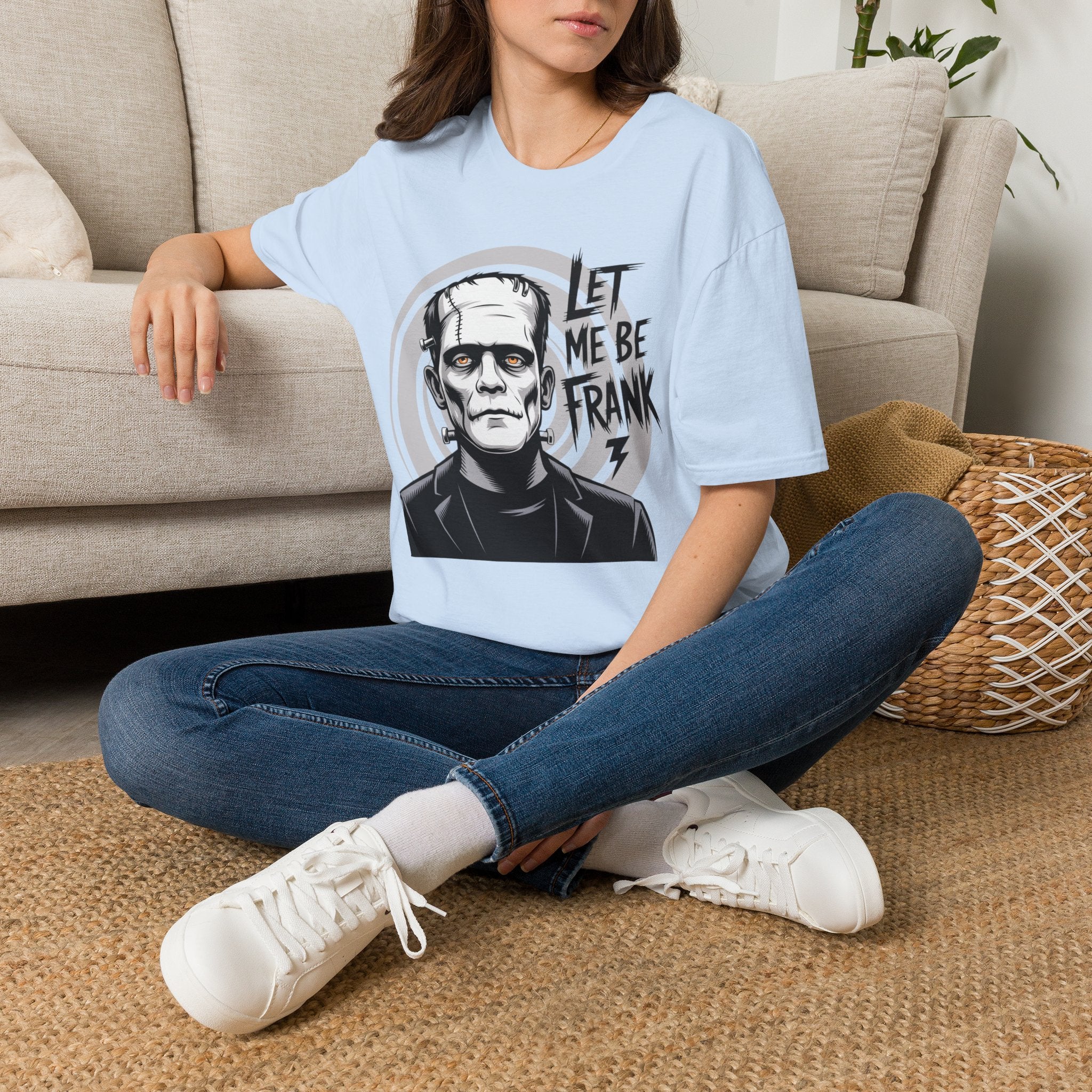Frankenstein Monster Graphic T-Shirt — "Let Me Be Frank" Halloween Tee