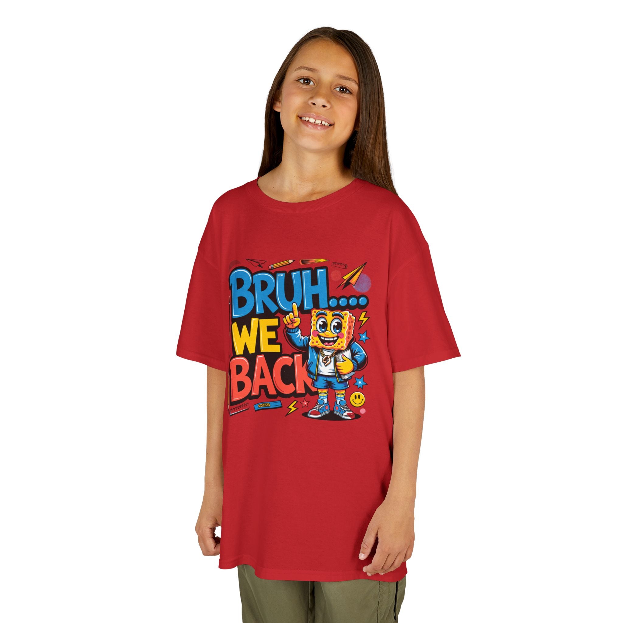 Kids Tee — "Bruh... We Back" Cartoon Sponge Graphic