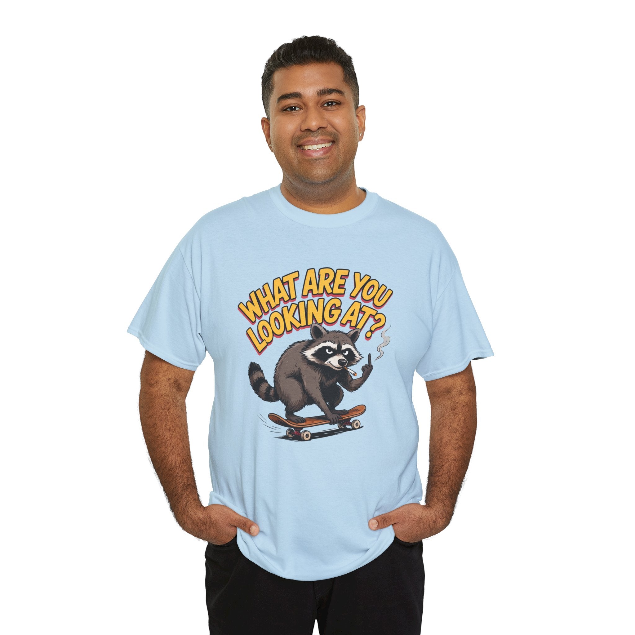 Funny Raccoon Graphic T-Shirt — What Are You Looking At Skater Humor Gift Tee