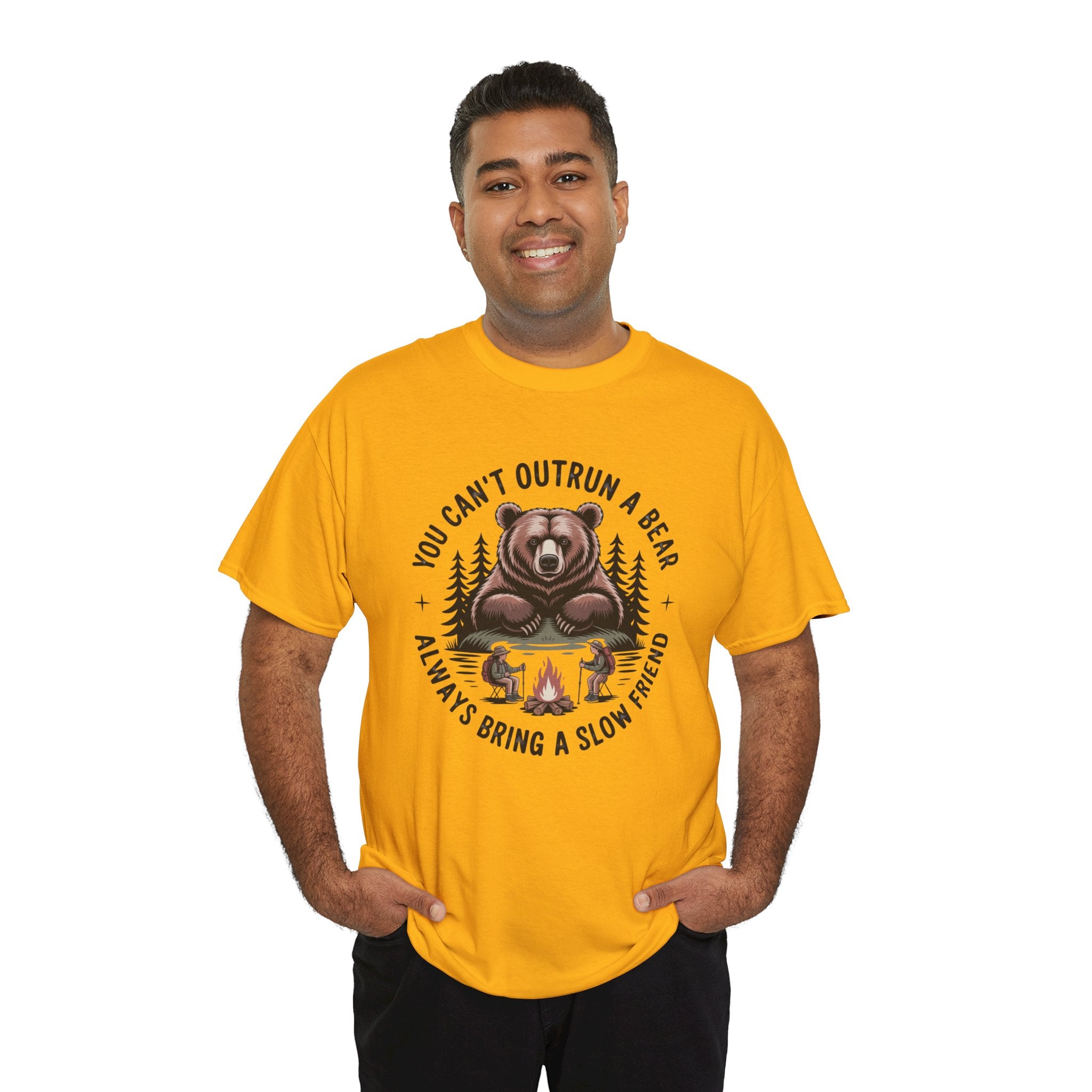 Bear Campfire T‑Shirt — "You Can't Outrun a Bear, Always Bring a Slow Friend" Camping Tee