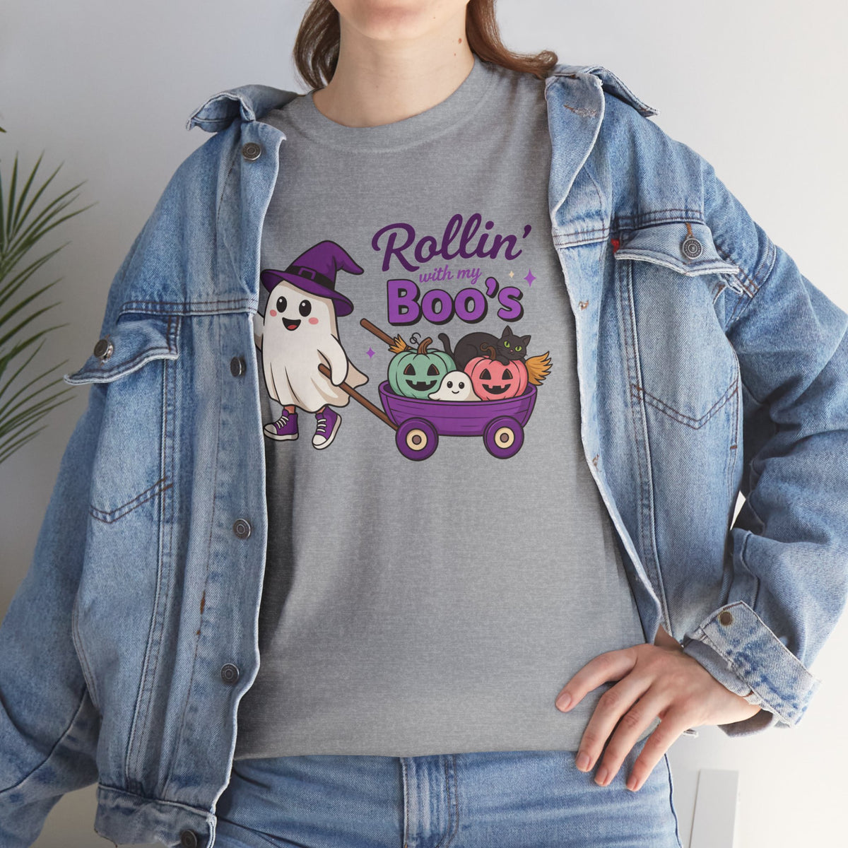 Rollin' Boo's Halloween Tee — Cute Ghost Wagon Pumpkin Kids Shirt