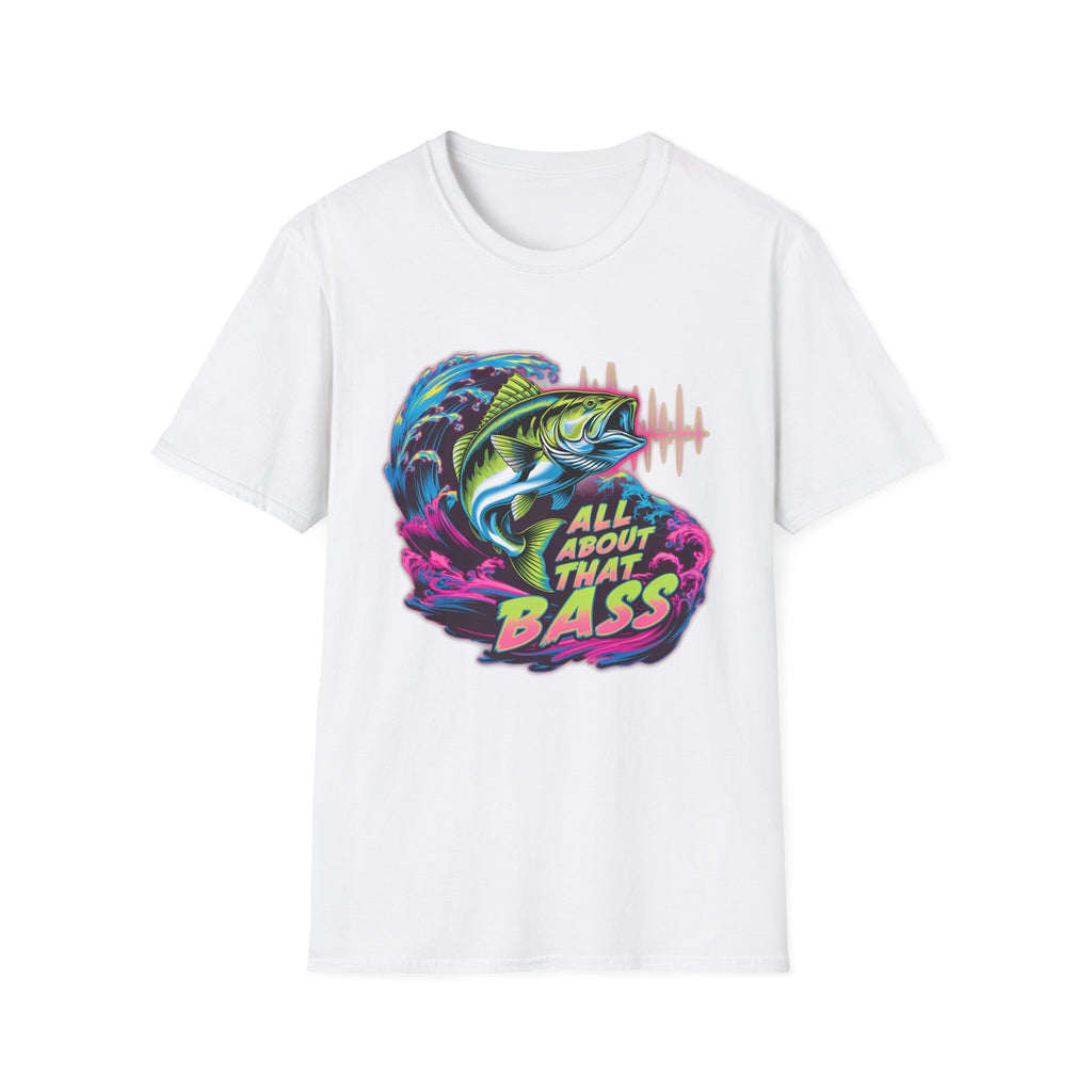Bass Fishing T-Shirt — "All About That Bass" Retro Wave Graphic