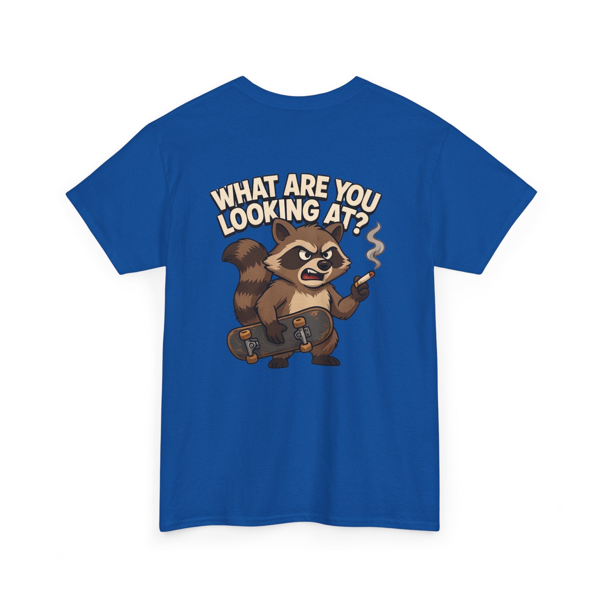 Graphic Tee — "What Are You Looking At?" Raccoon Illustration T-Shirt