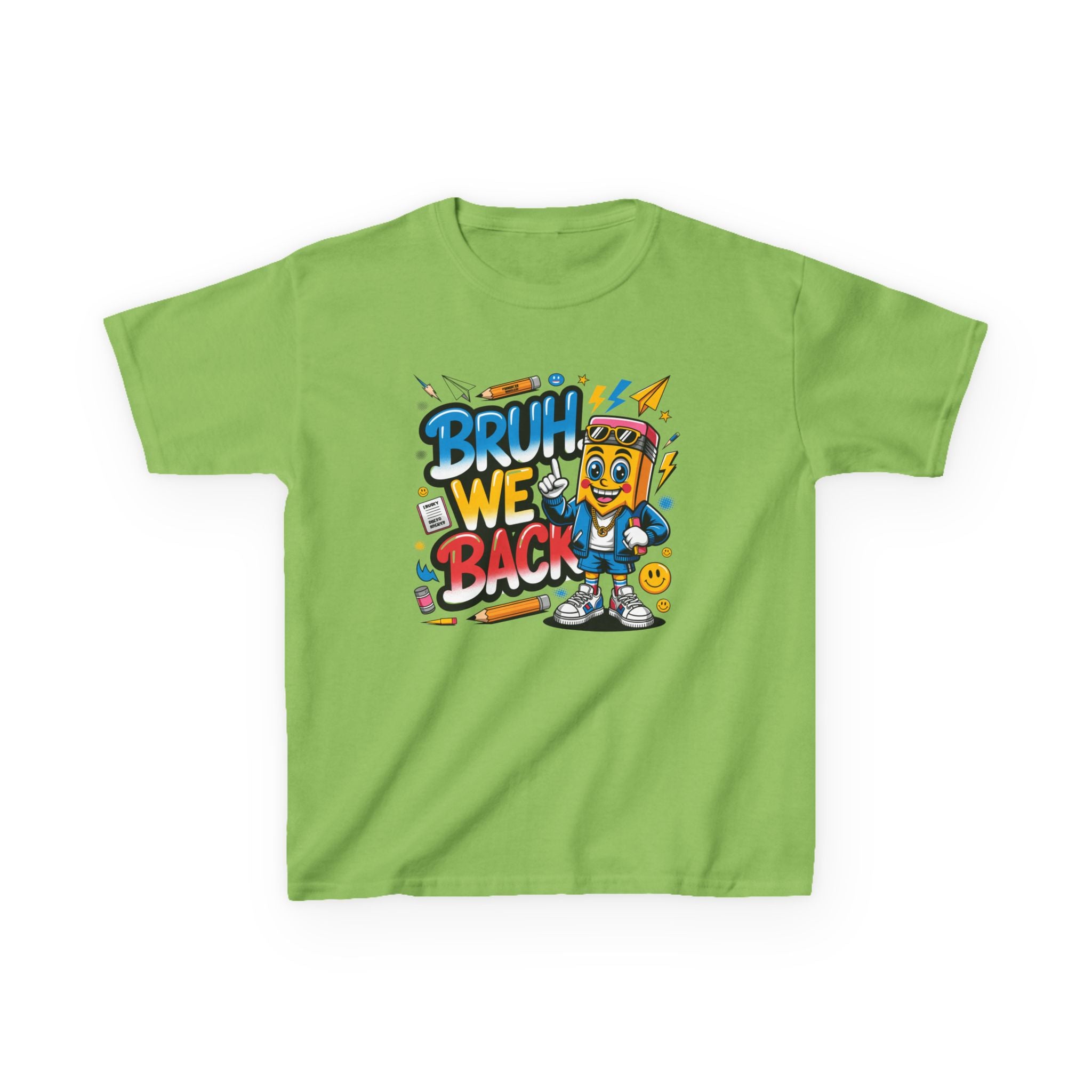 Kids T-Shirt — "Bruh We Back" Cartoon Graphic Tee