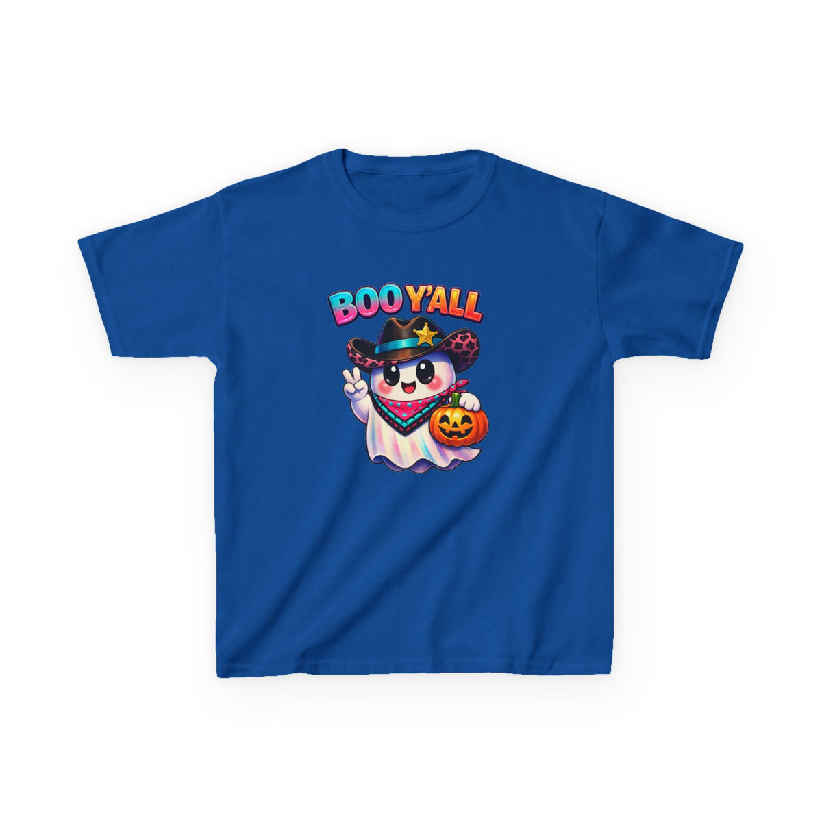 Kids Tee — 'Boo Y'all' Ghost Cowboy Halloween Shirt