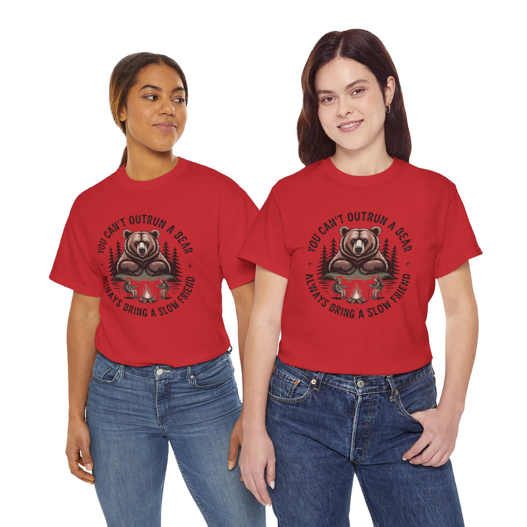 Bear Campfire T‑Shirt — "You Can't Outrun a Bear, Always Bring a Slow Friend" Camping Tee