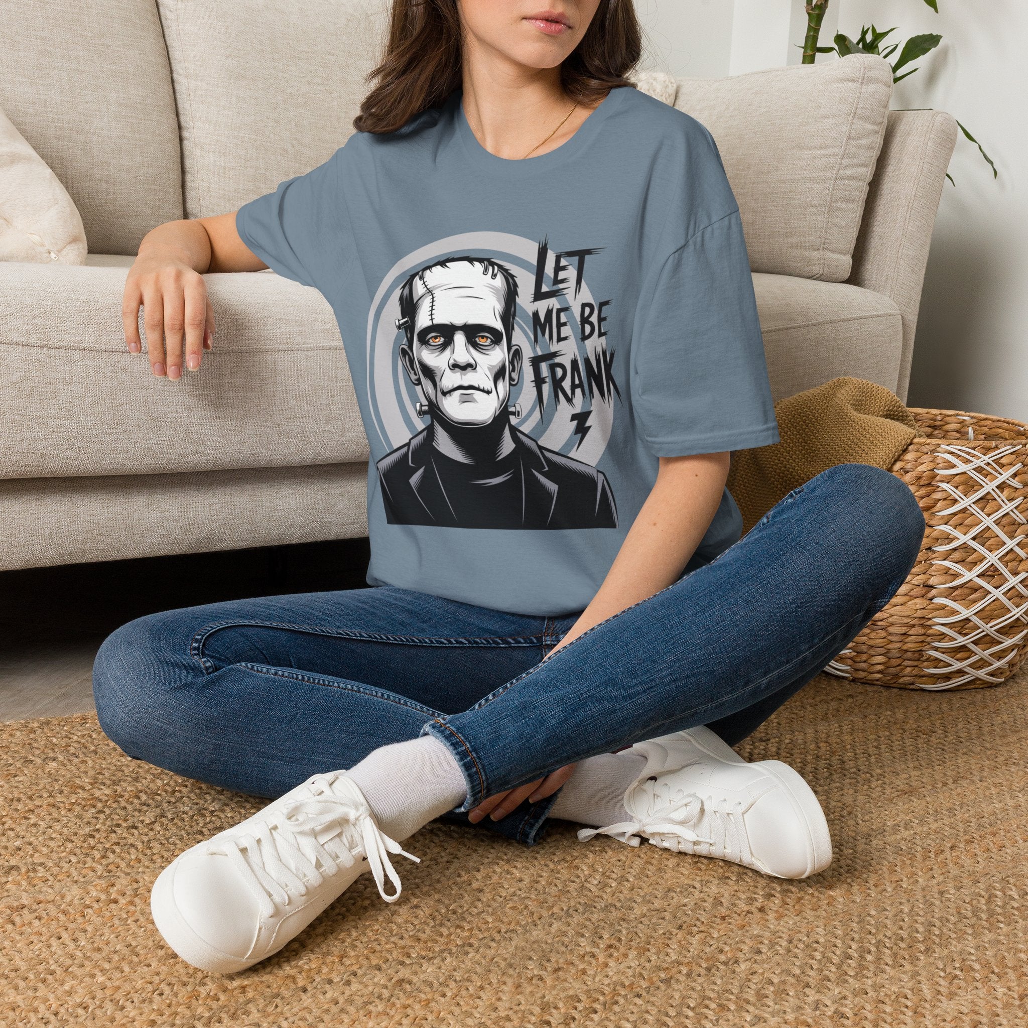 Frankenstein Monster Graphic T-Shirt — "Let Me Be Frank" Halloween Tee