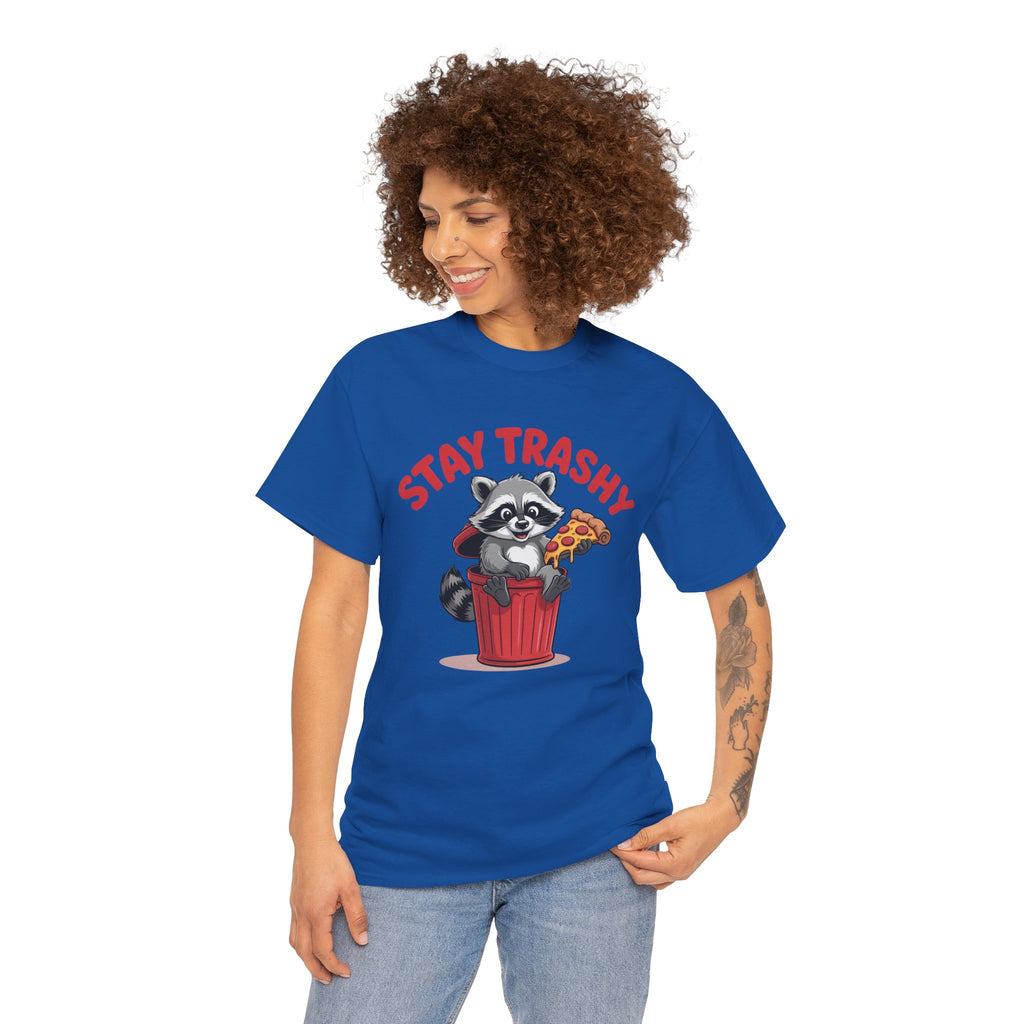 Funny Raccoon T-Shirt — Stay Trashy Humor Gift Tee for Women