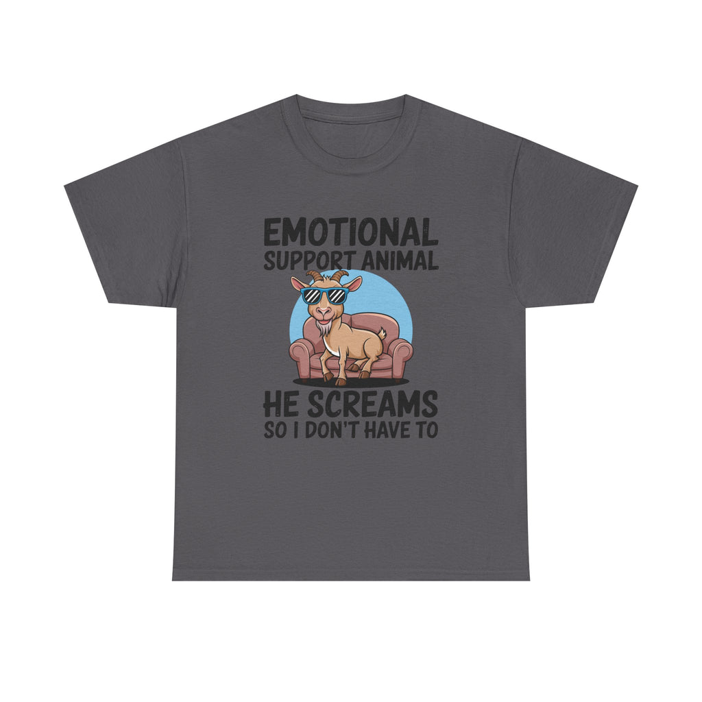 Funny Goat T-Shirt — He Screams So I Don't Have To Emotional Support Animal Gift Tee
