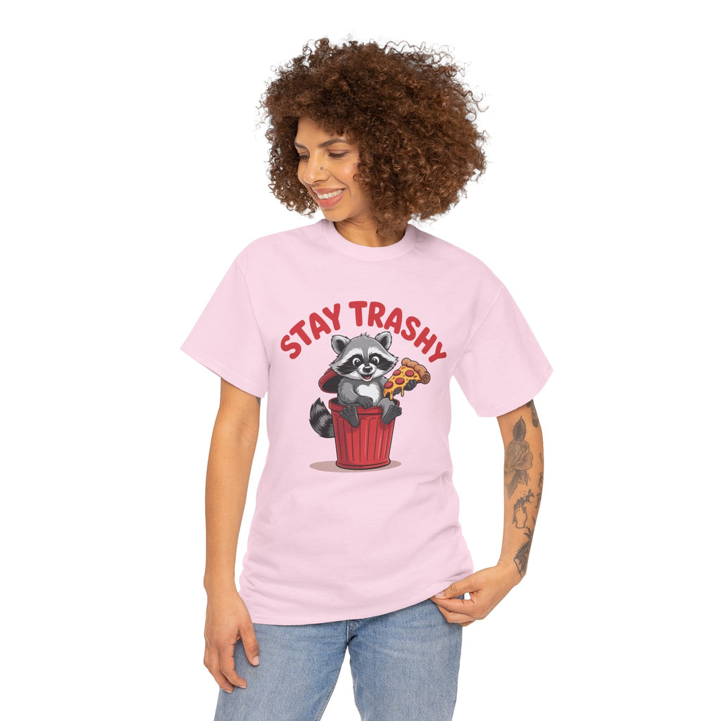 Funny Raccoon T-Shirt — Stay Trashy Humor Gift Tee for Women