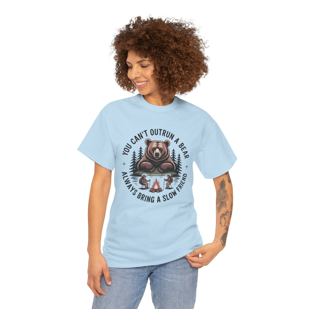 Bear Campfire T‑Shirt — "You Can't Outrun a Bear, Always Bring a Slow Friend" Camping Tee