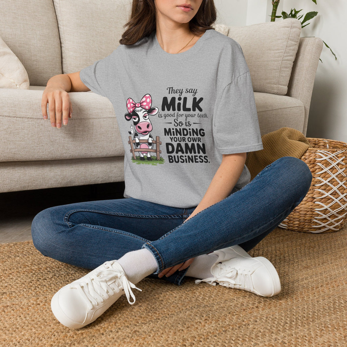 They Say Milk Is Good For Your Teeth - Funny Cow T-Shirt