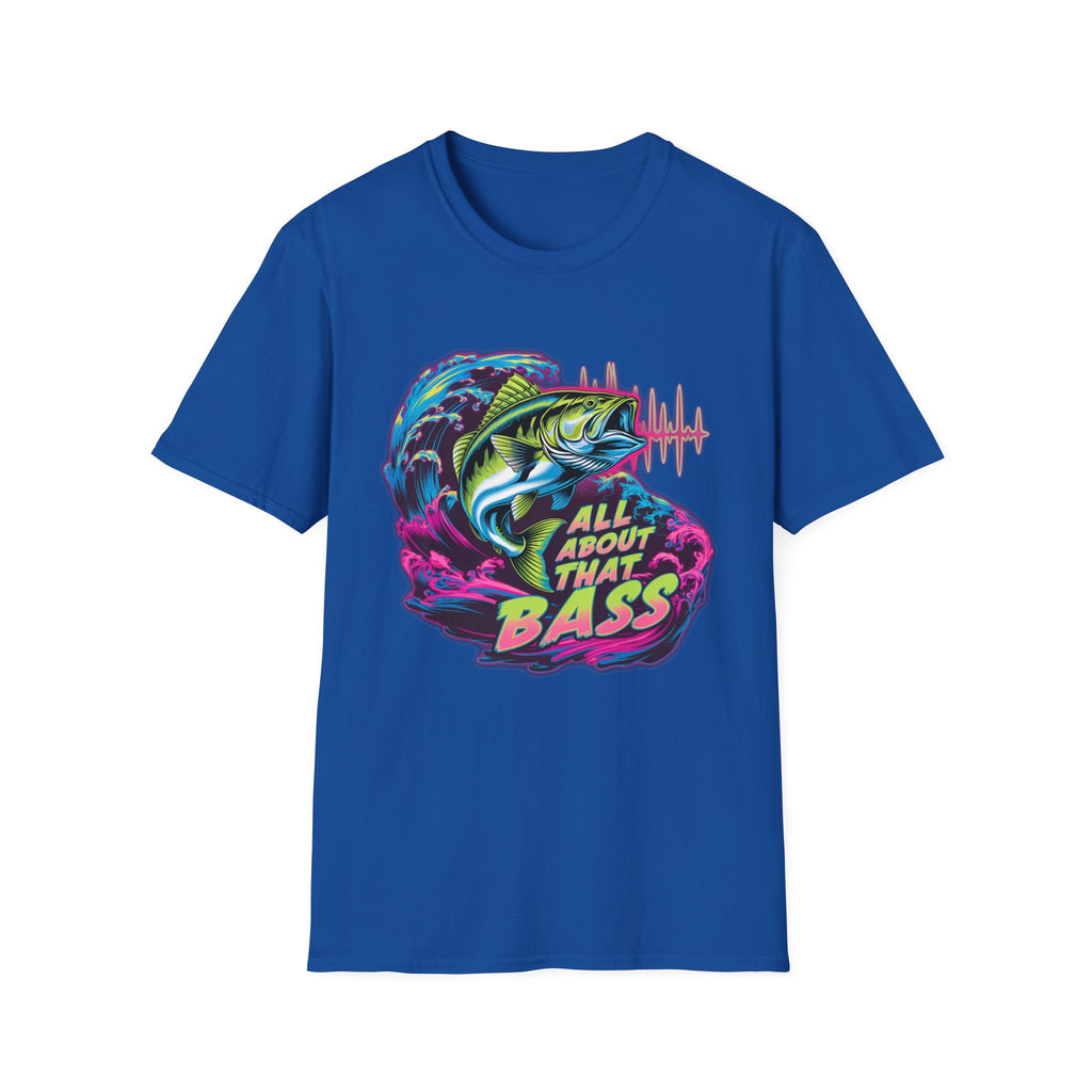 Bass Fishing T-Shirt — "All About That Bass" Retro Wave Graphic