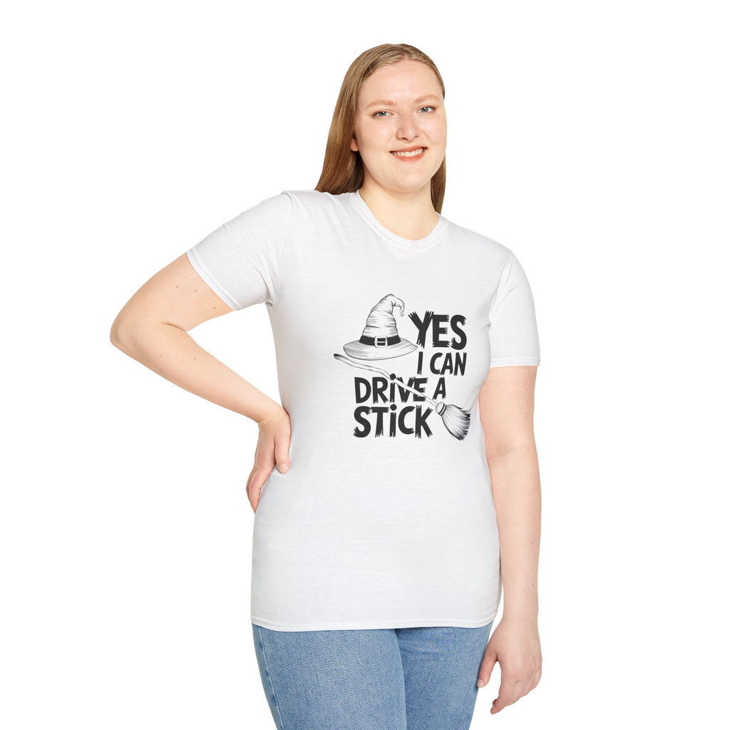 Witch Hat Tee - "Yes I Can Drive a Stick" Halloween T-Shirt