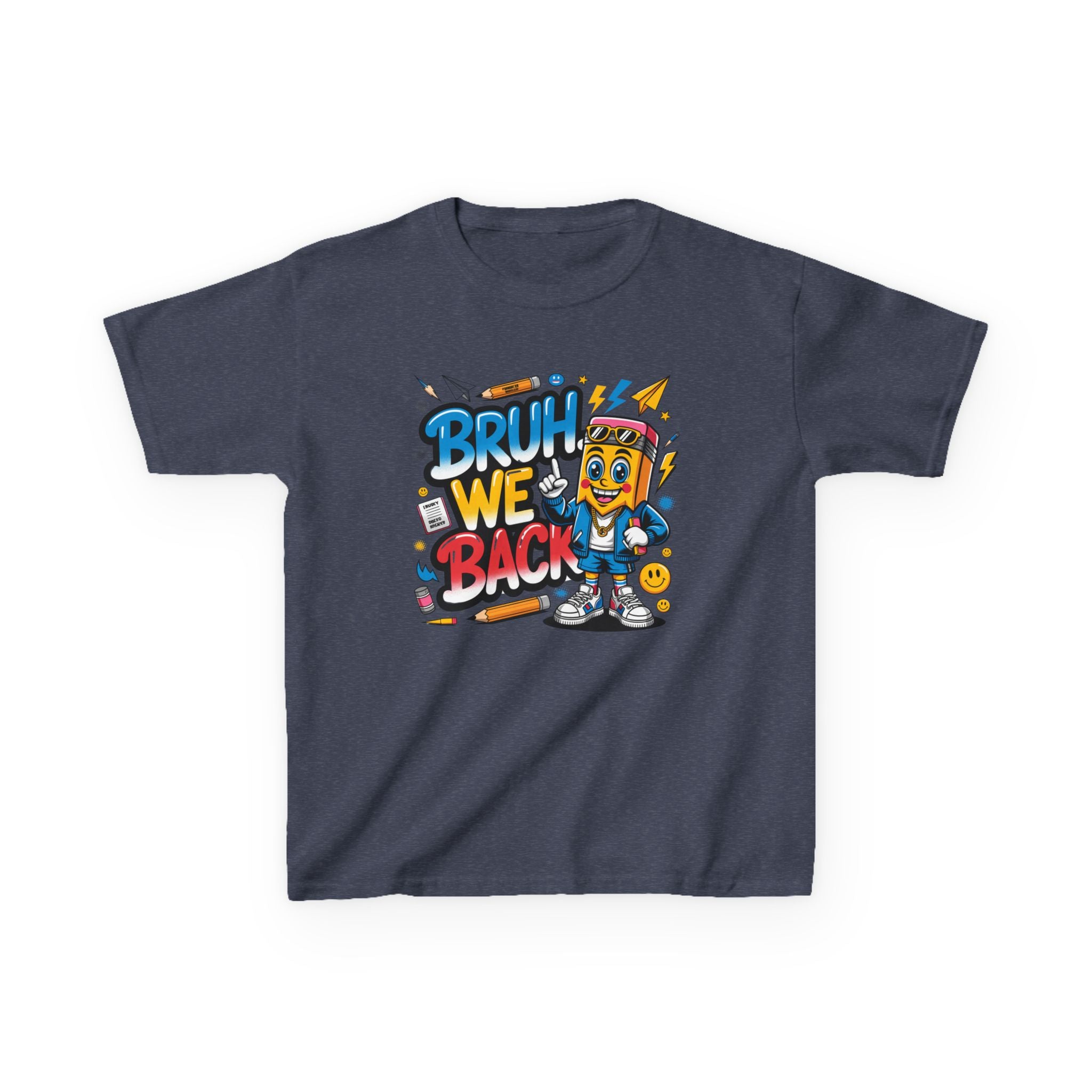 Kids Tee — "Bruh We Back" Retro Cartoon Graphic Shirt